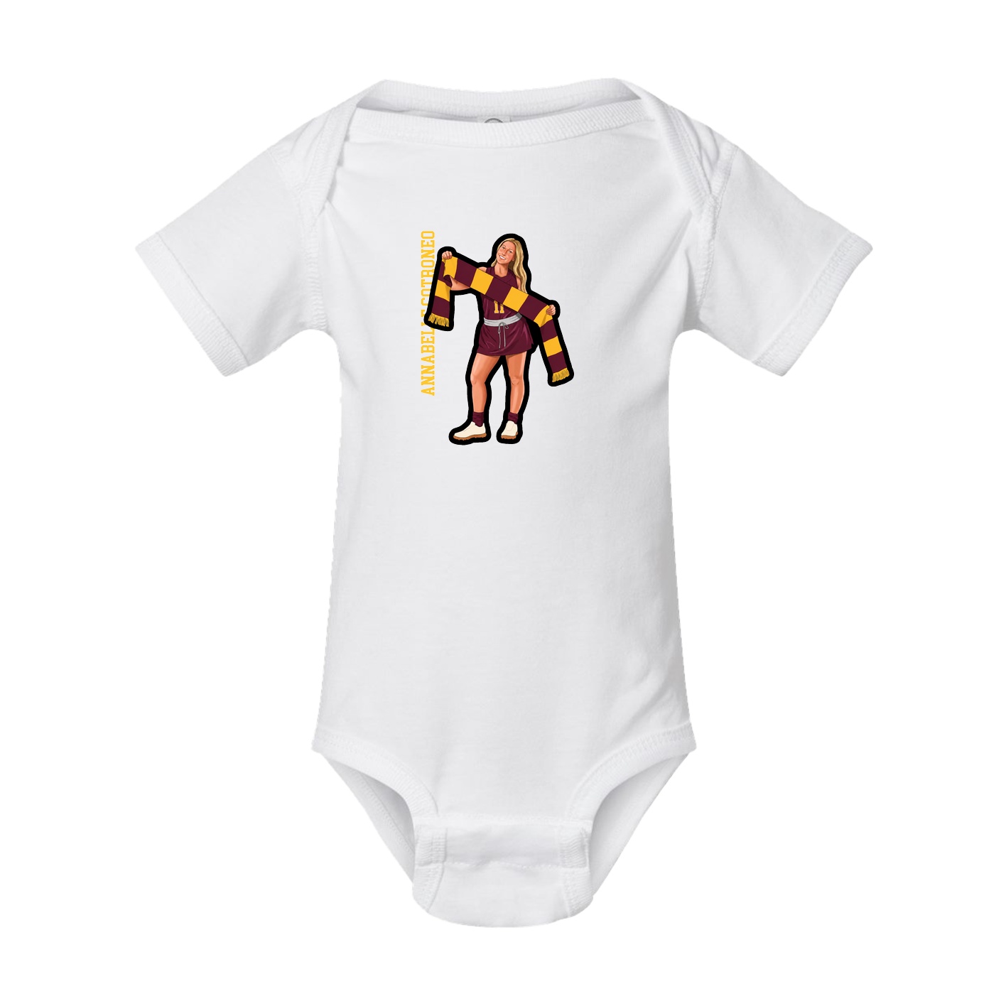 Baby Onesie — Name Vertical in White