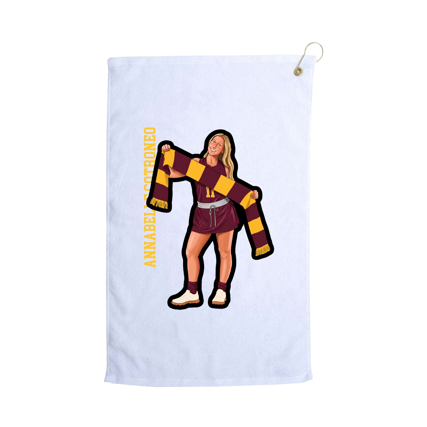Golf Towel — Name Vertical in White