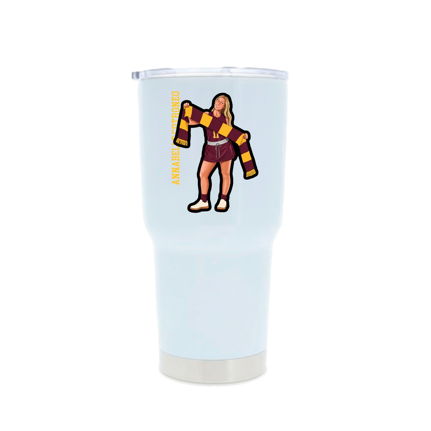 30oz Stainless Steel Tumbler — Name Vertical in White