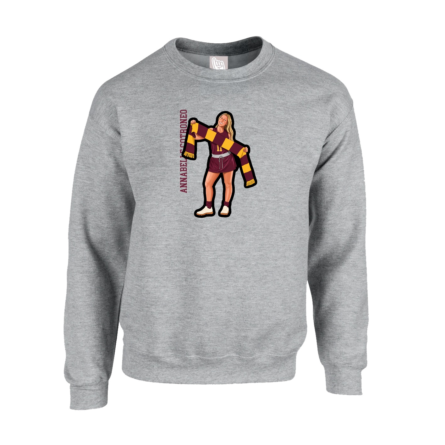 Fleece Crew — Name Vertical in Grey