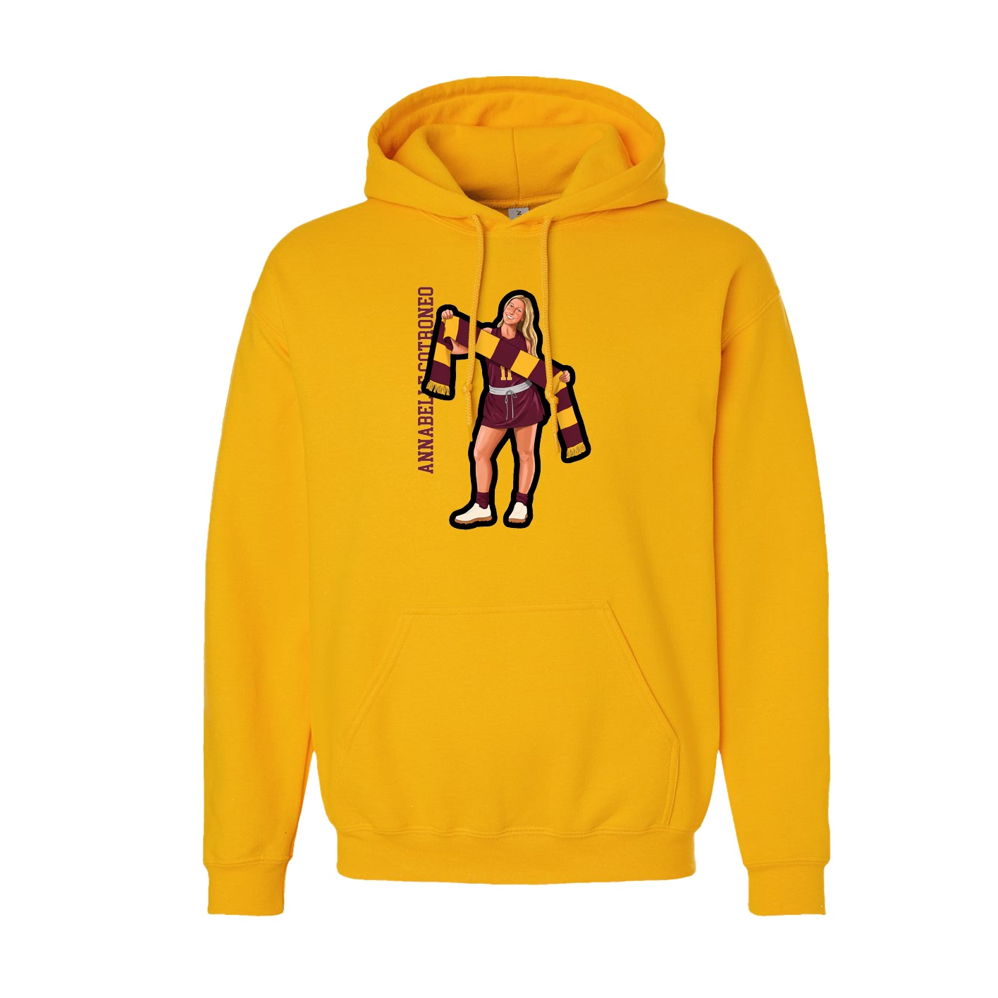 Youth Hoodie — Name Vertical in Gold
