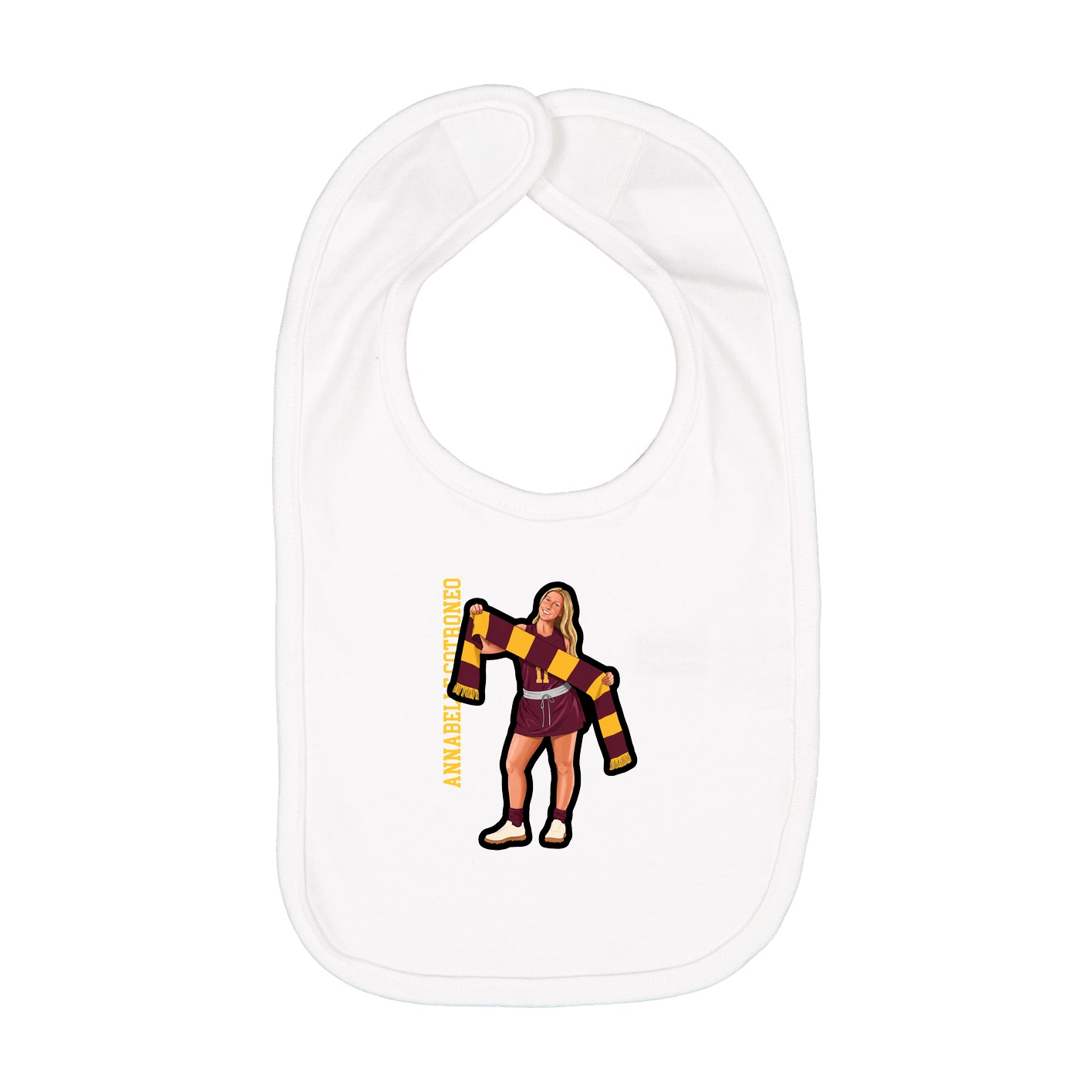 Infant Bib — Name Vertical in White