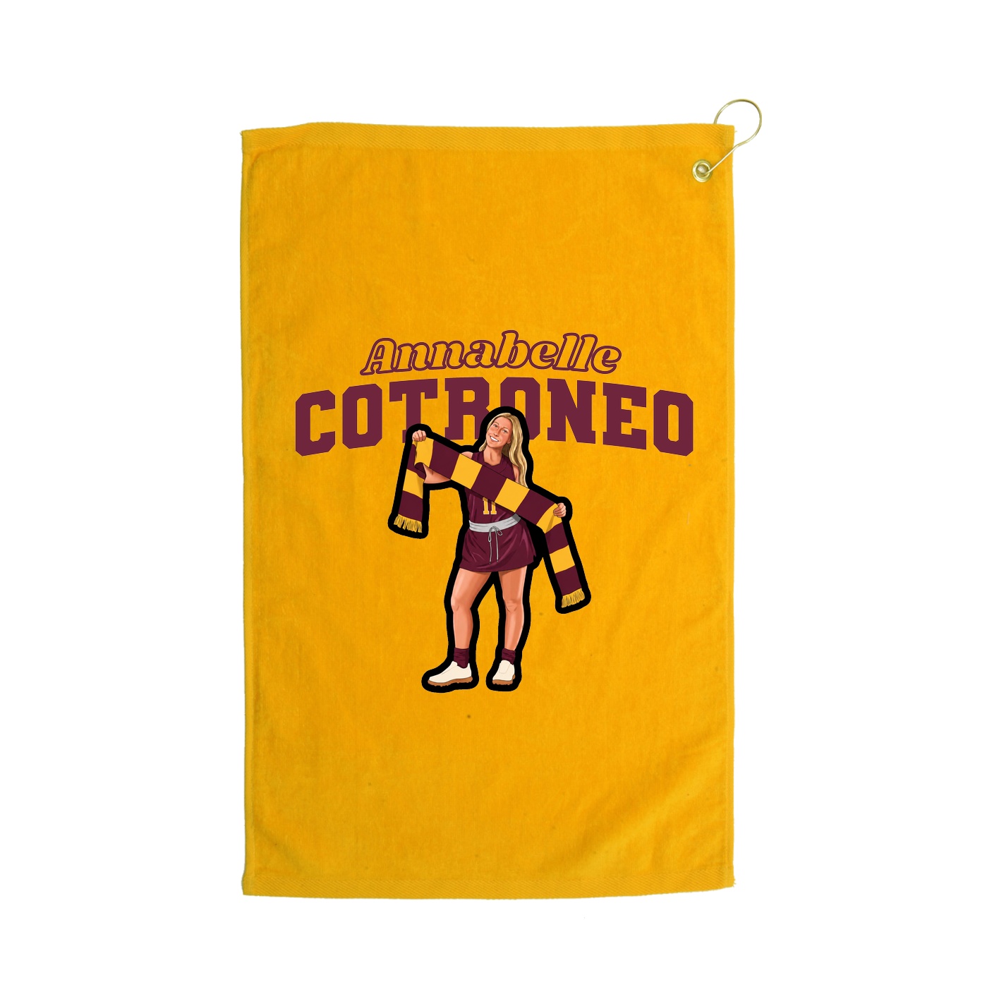 Golf Towel — Name Arch in Gold