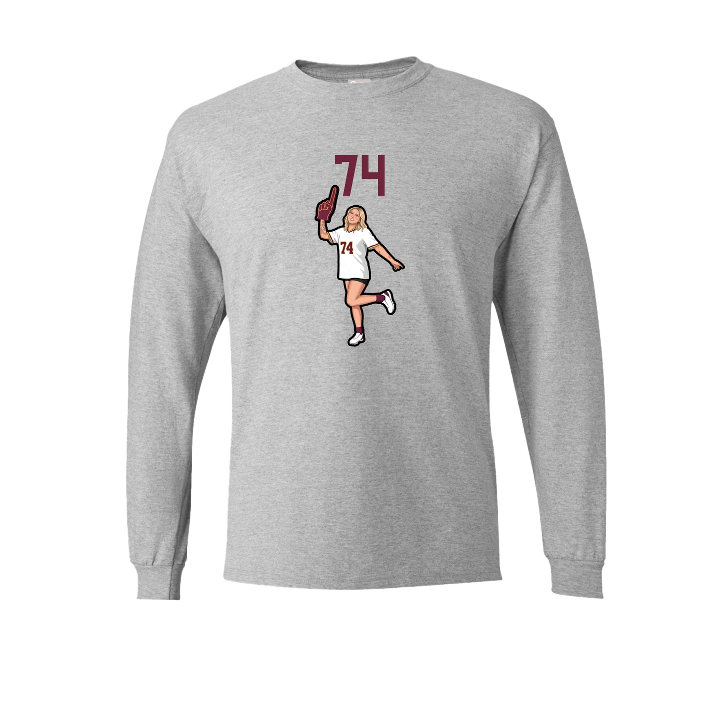 Long Sleeve Tee — Number Top in Grey