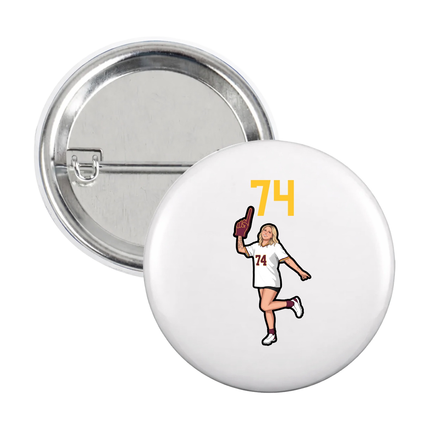 Game Day Button — Number Top in White
