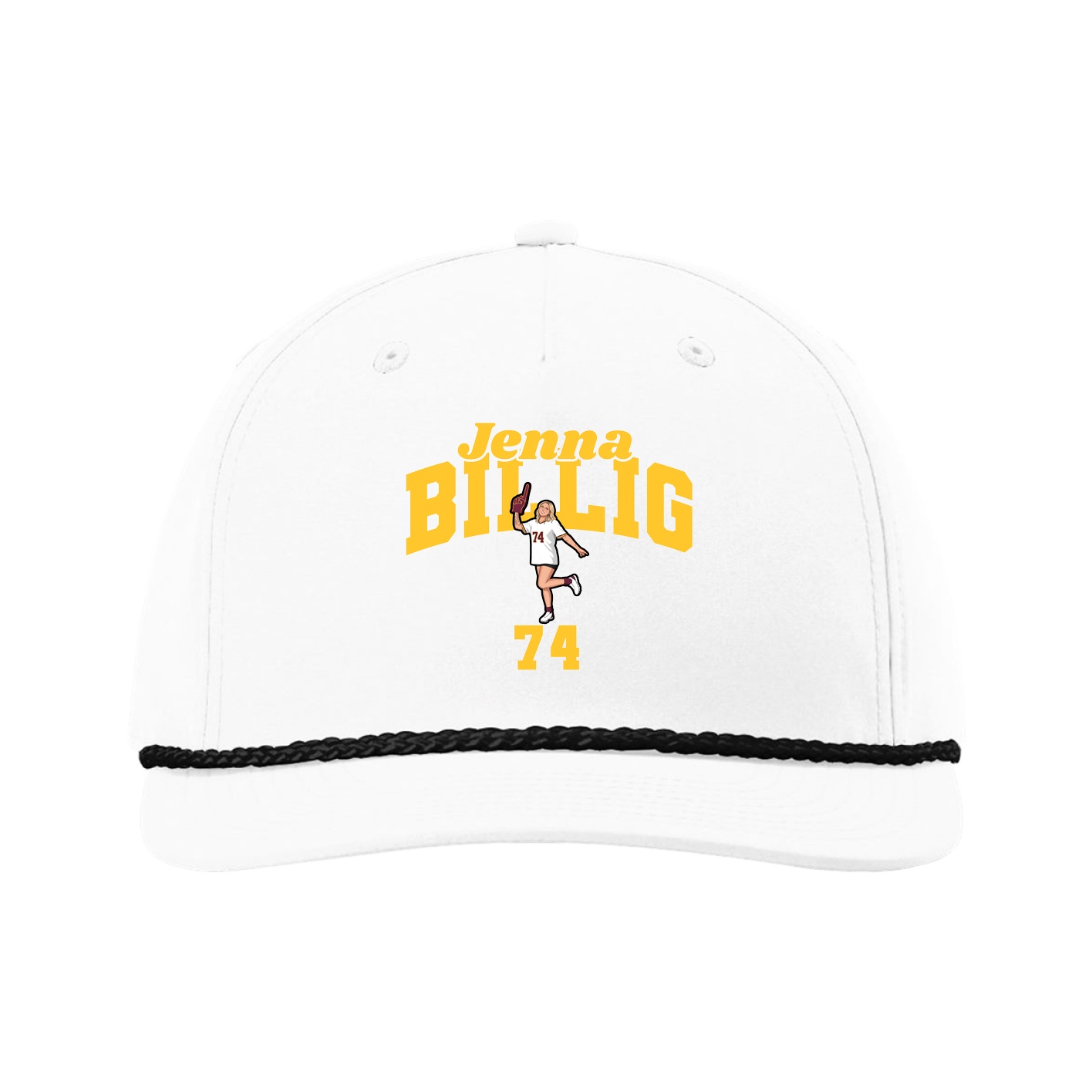 Five-Panel Classic Rope Cap — Signature Arch in White