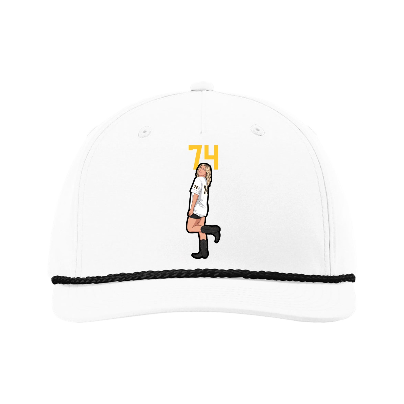 Five-Panel Classic Rope Cap — Number Top in White