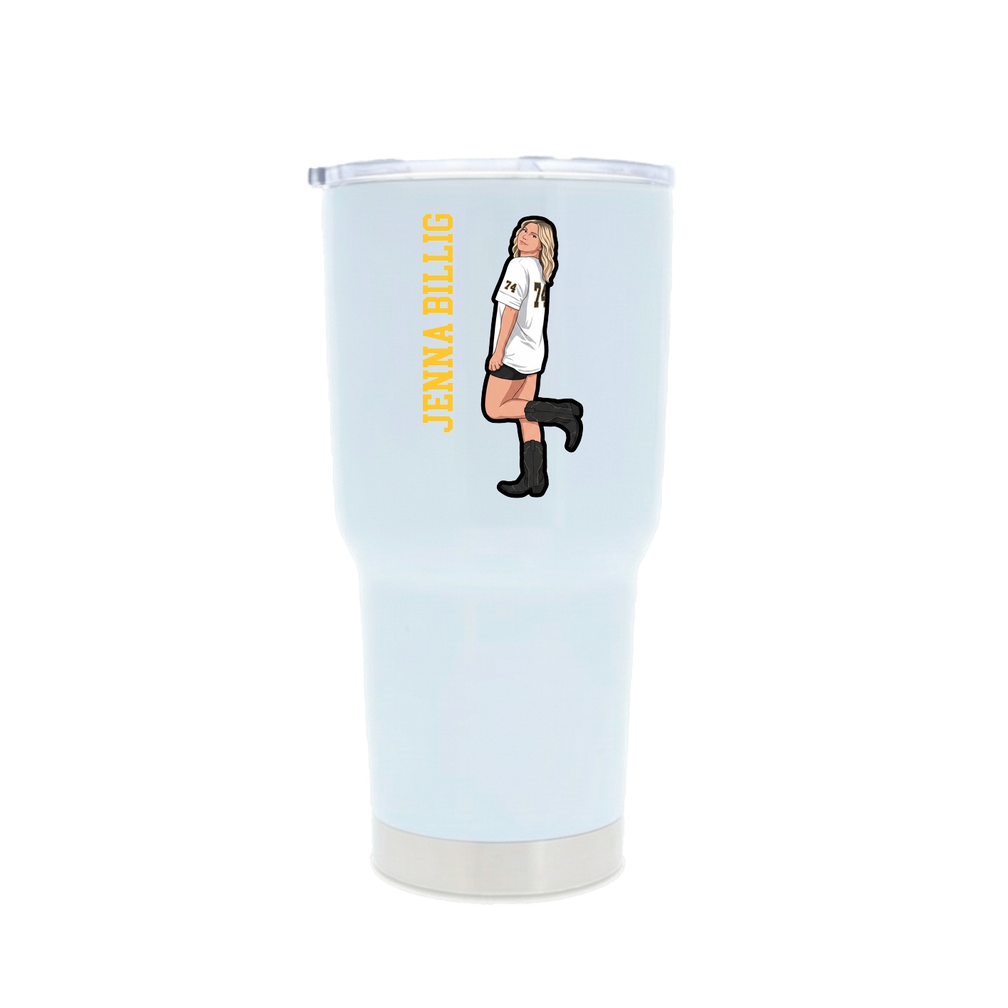 30oz Stainless Steel Tumbler — Name Vertical in White