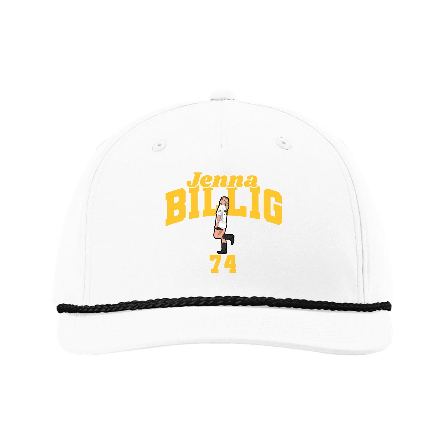 Five-Panel Classic Rope Cap — Signature Arch in White