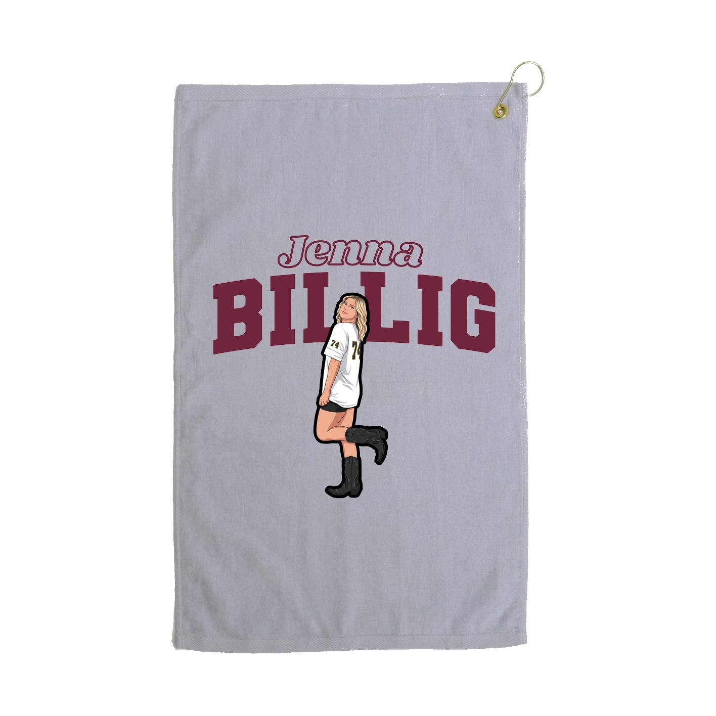 Golf Towel — Name Arch in Grey