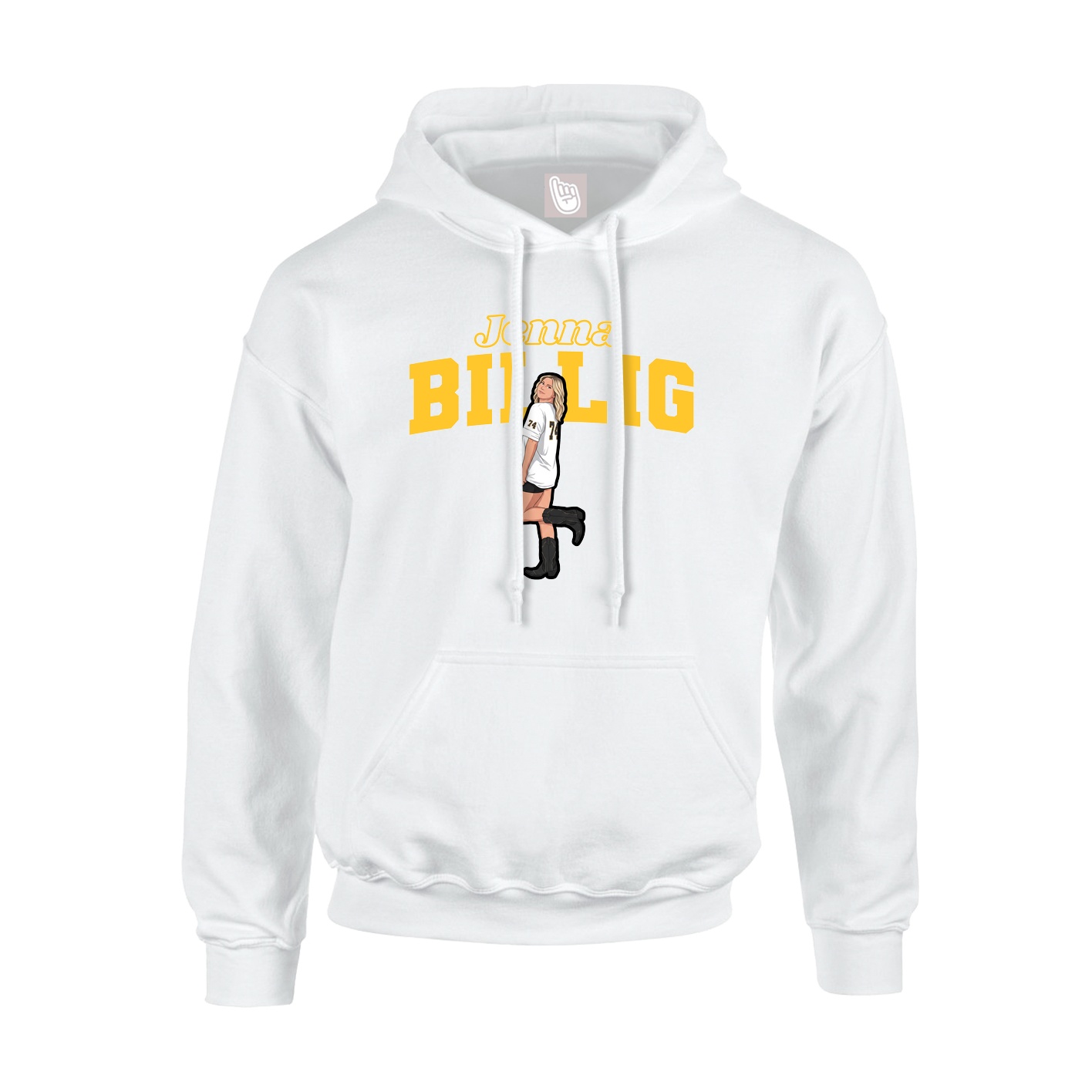 Youth Hoodie — Name Arch in White