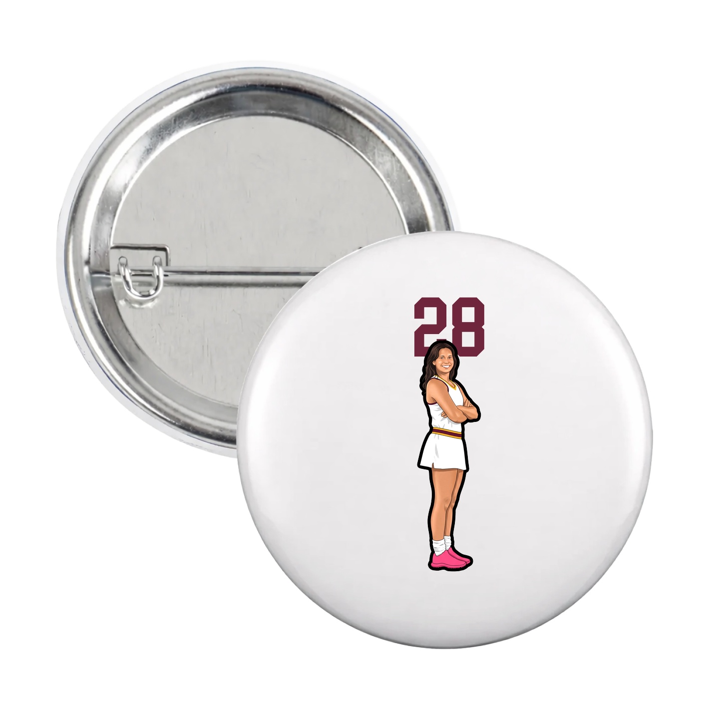 Game Day Button — Number Top in White