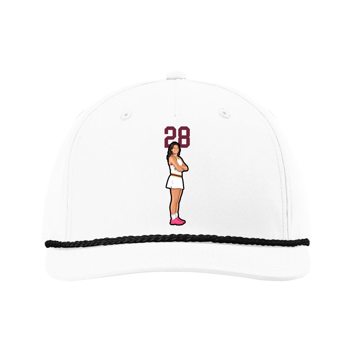 Five-Panel Classic Rope Cap — Number Top in White