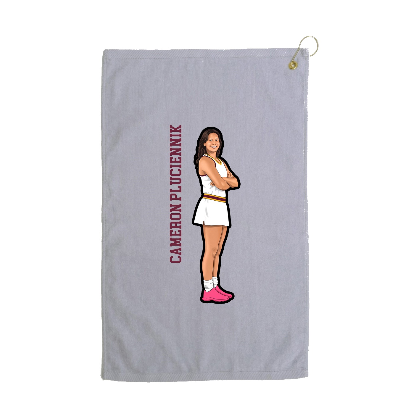 Golf Towel — Name Vertical in Grey