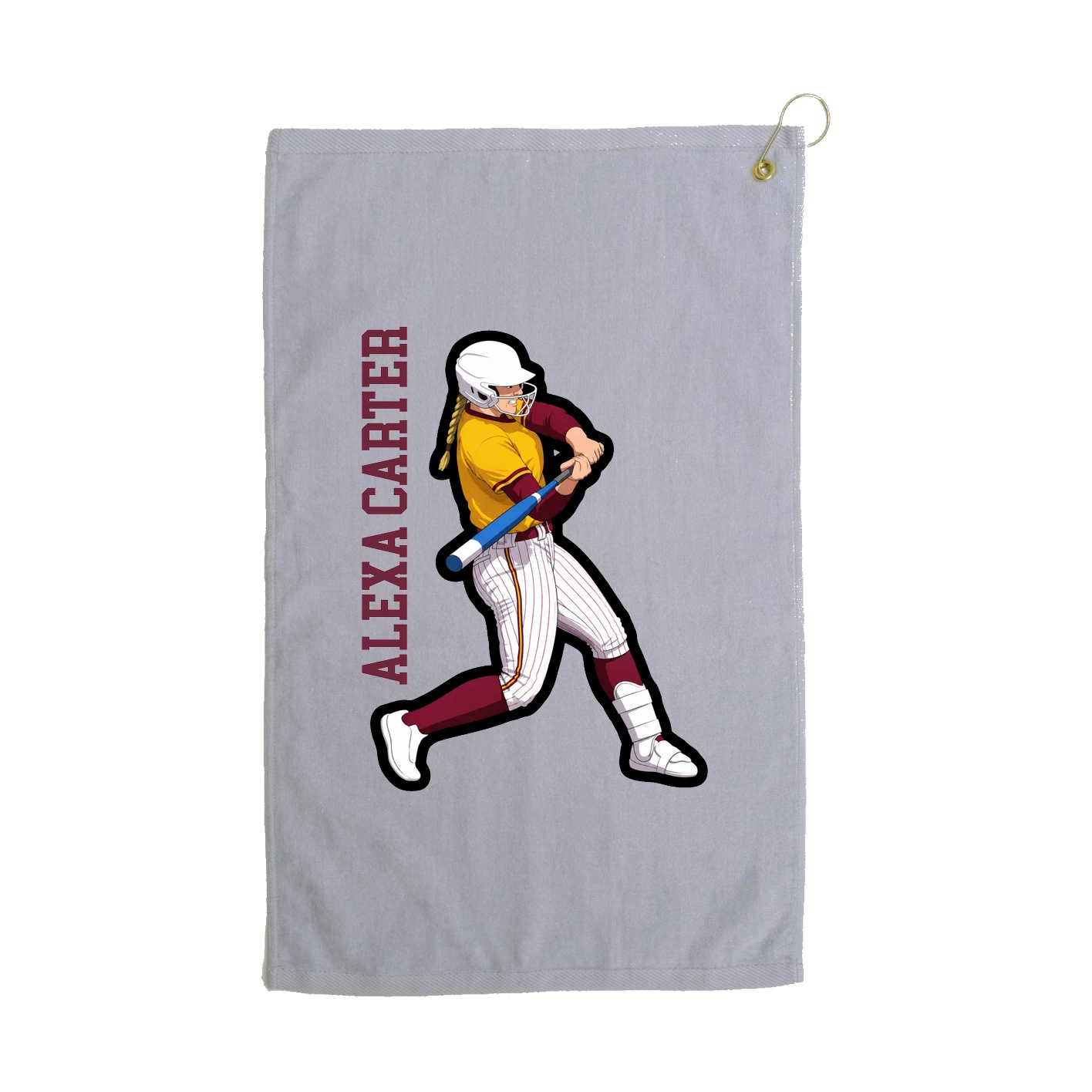 Golf Towel — Name Vertical in Grey
