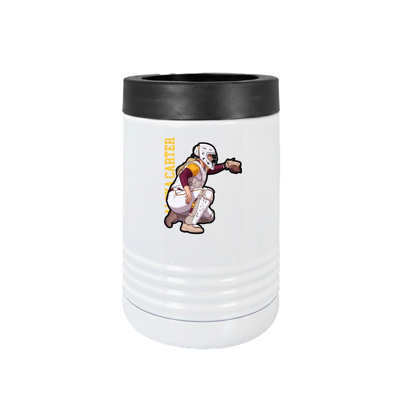 Beverage Holder — Name Vertical in White