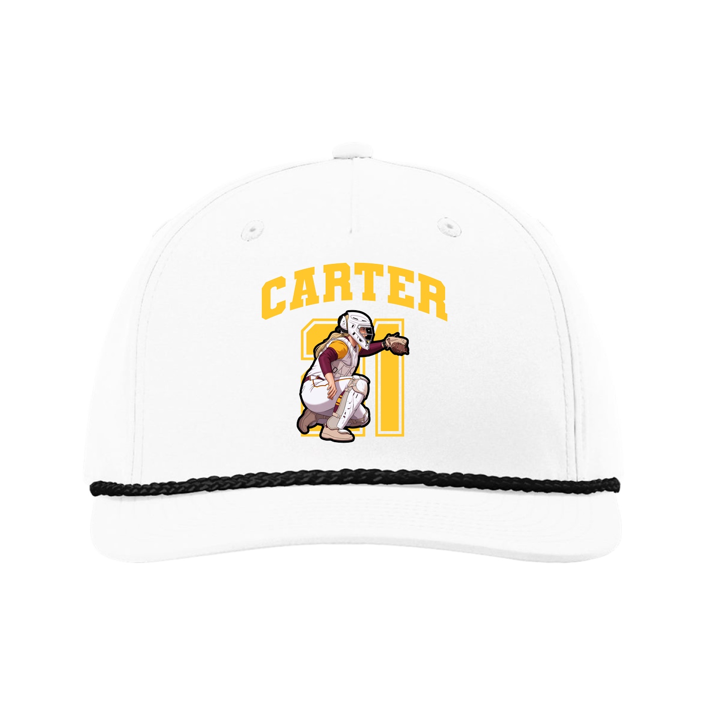 Five-Panel Classic Rope Cap — Number in White