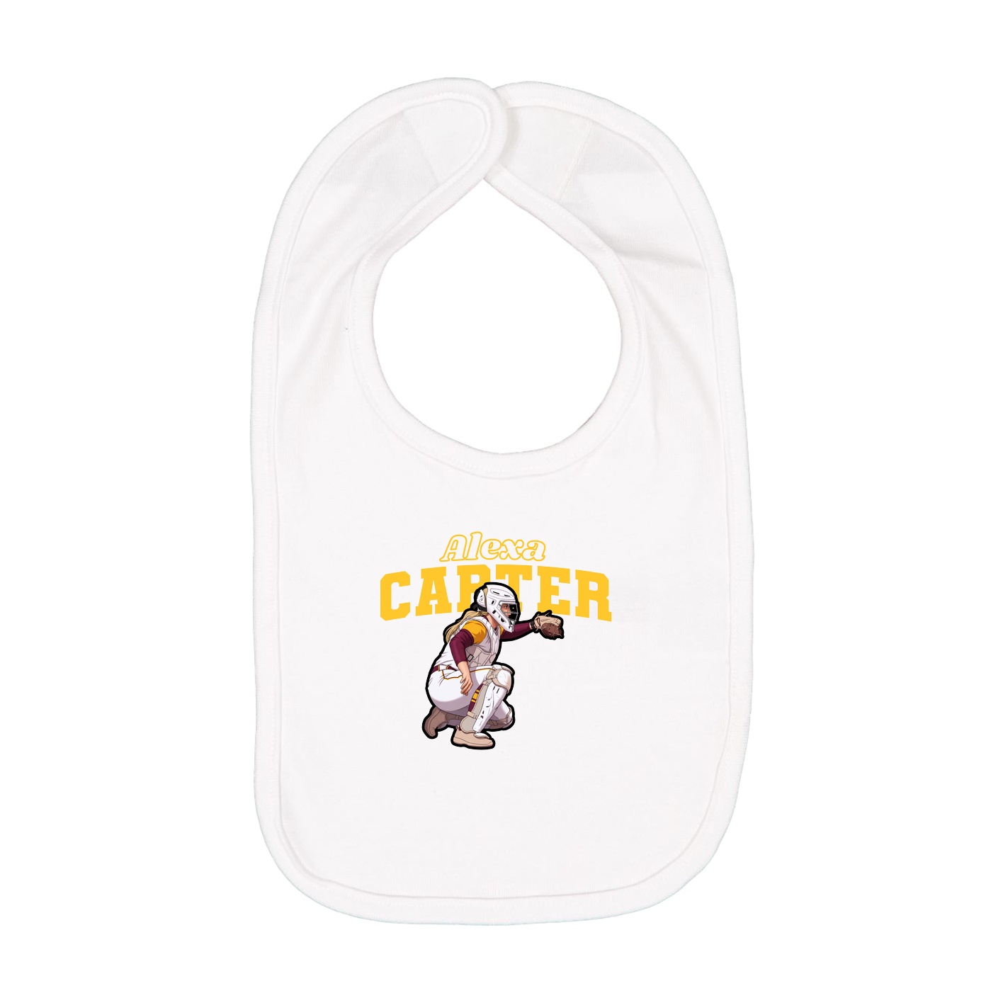 Infant Bib — Name Arch in White