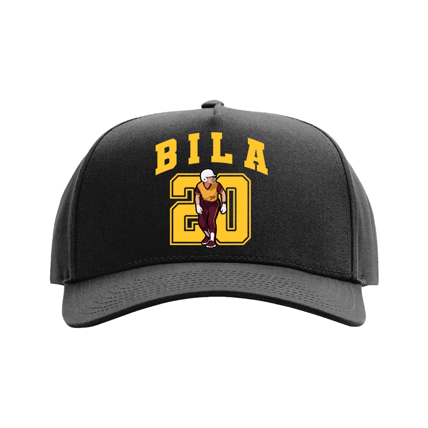 Full Fabric Five-Panel Champ Cap — Number in Black