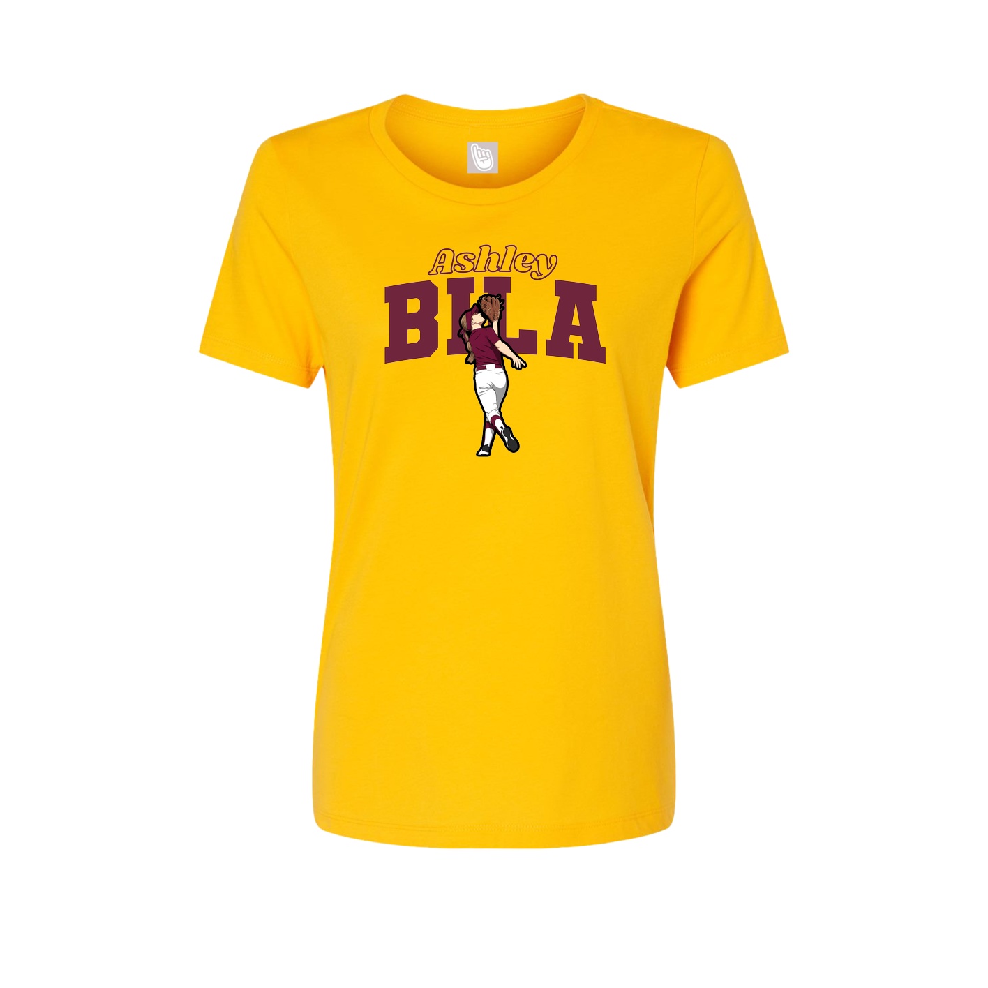 Fitted Women's Tee — Name Arch in Gold