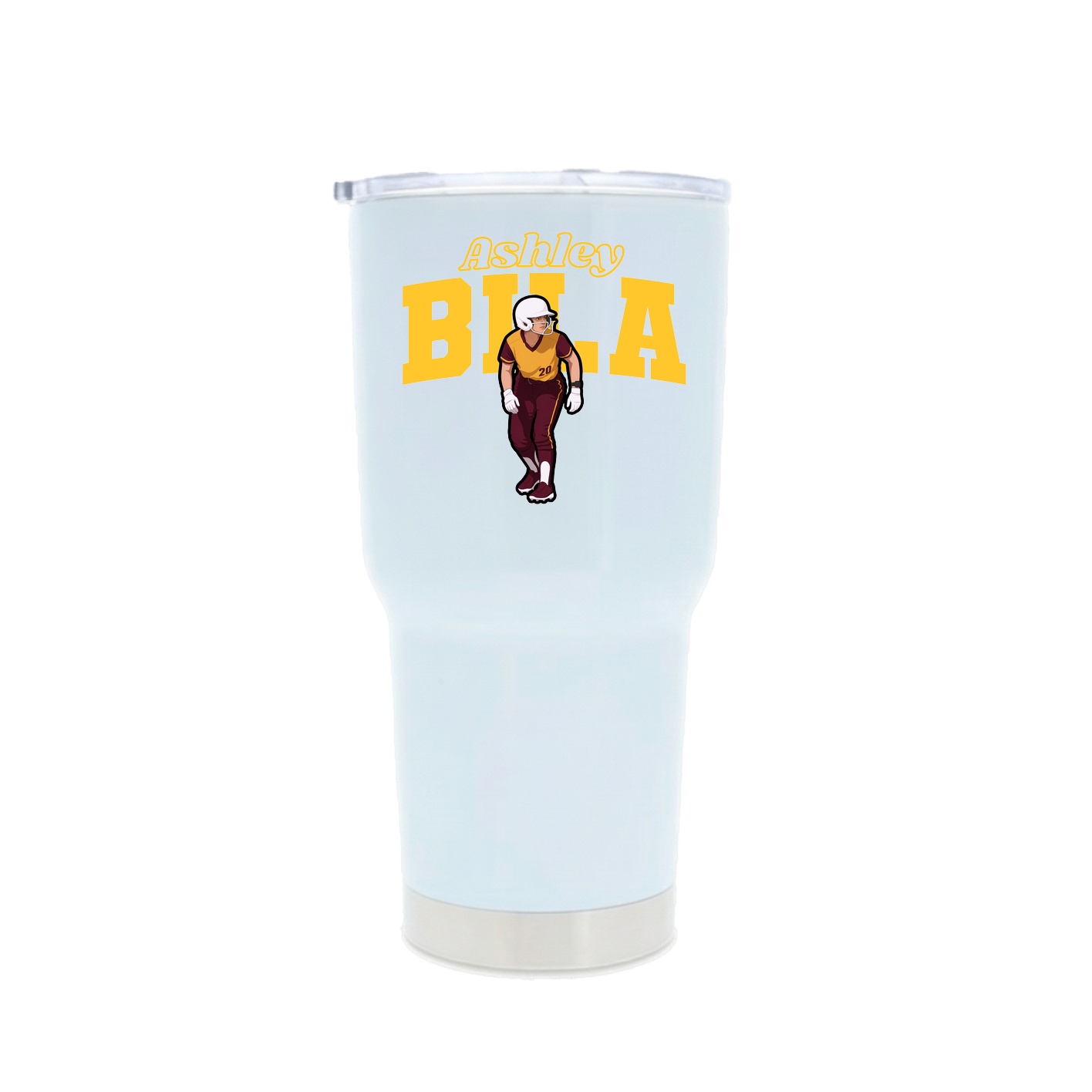 30oz Stainless Steel Tumbler — Name Arch in White