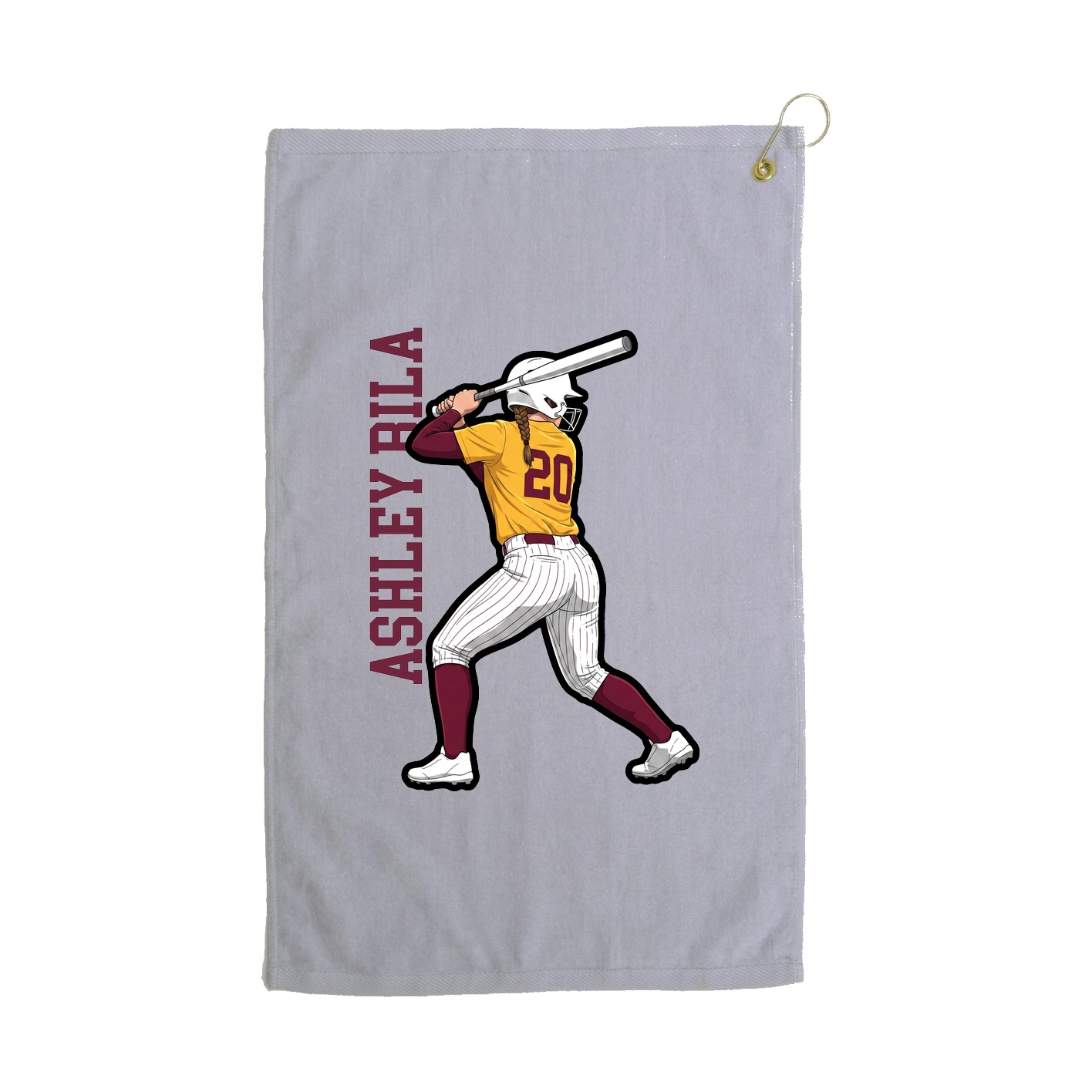 Golf Towel — Name Vertical in Grey