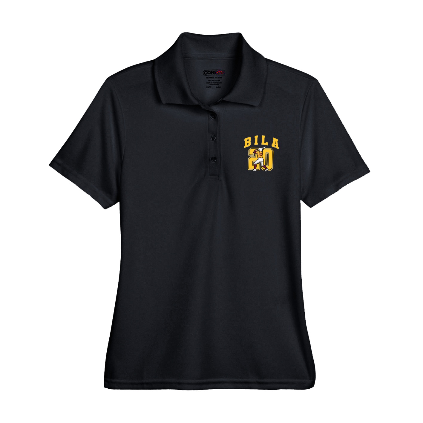 Womens Performance Polo — Number in Black