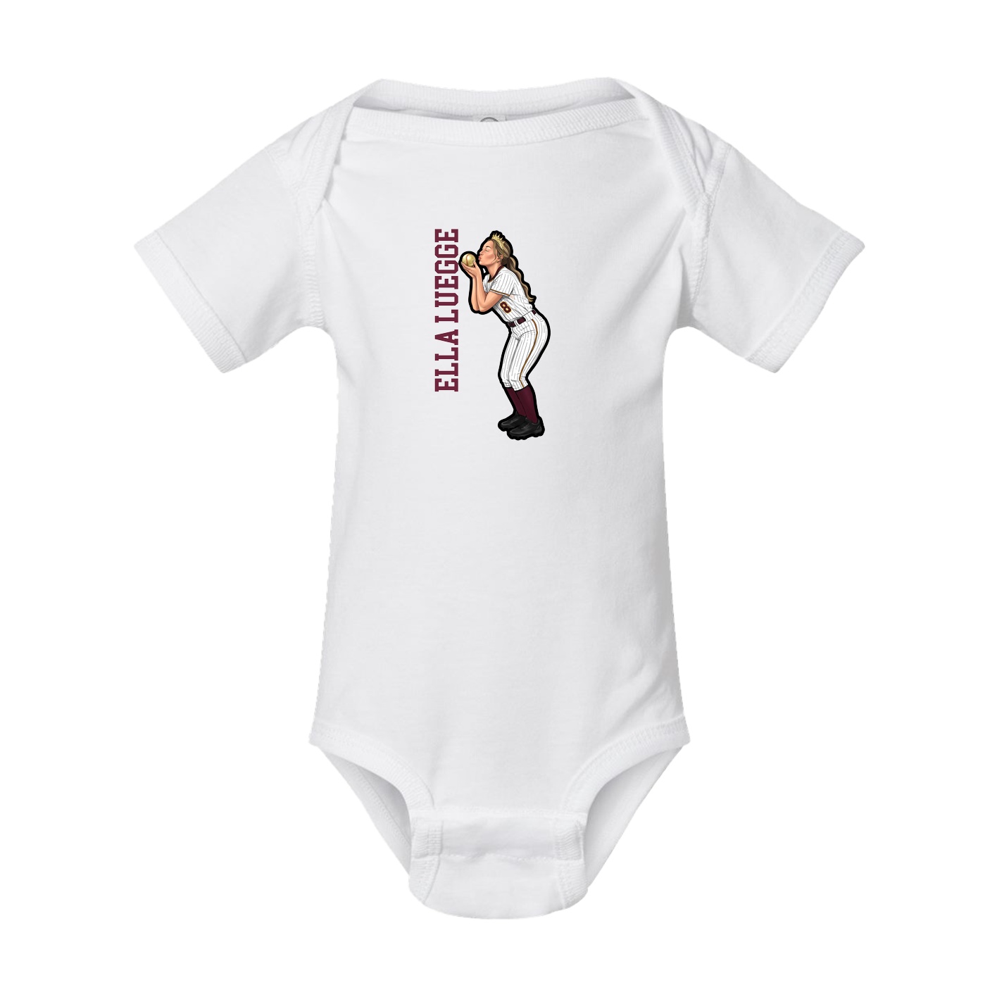 Baby Onesie — Name Vertical in White