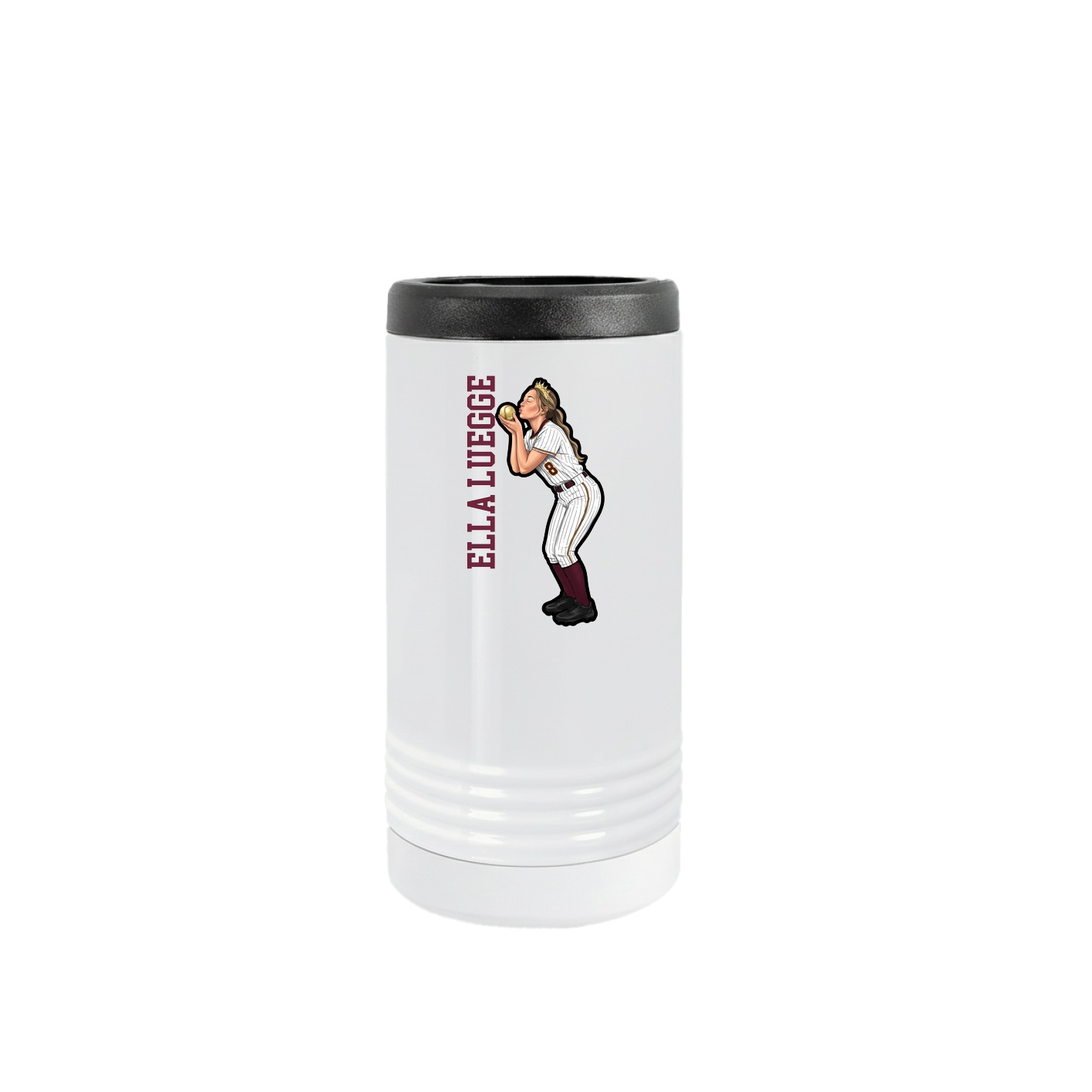 Slim Beverage Holder — Name Vertical in White