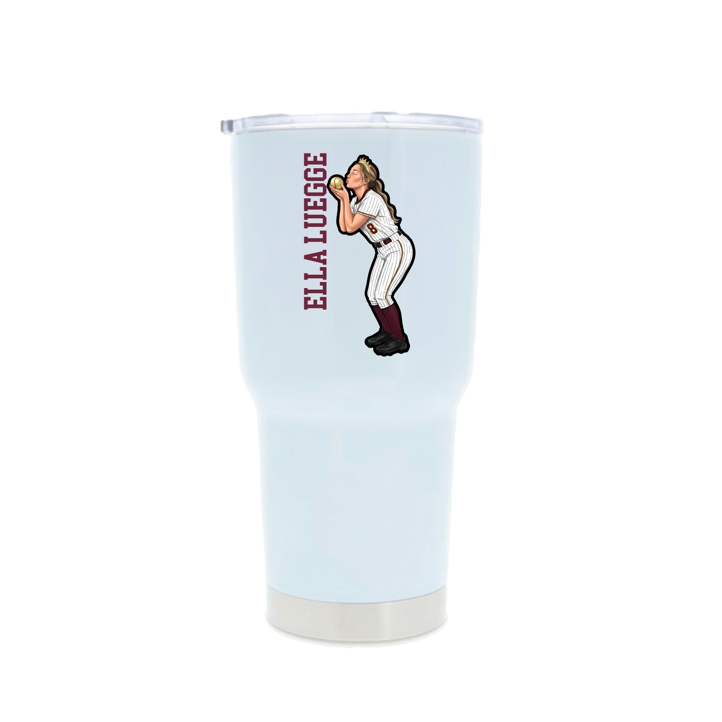 30oz Stainless Steel Tumbler — Name Vertical in White