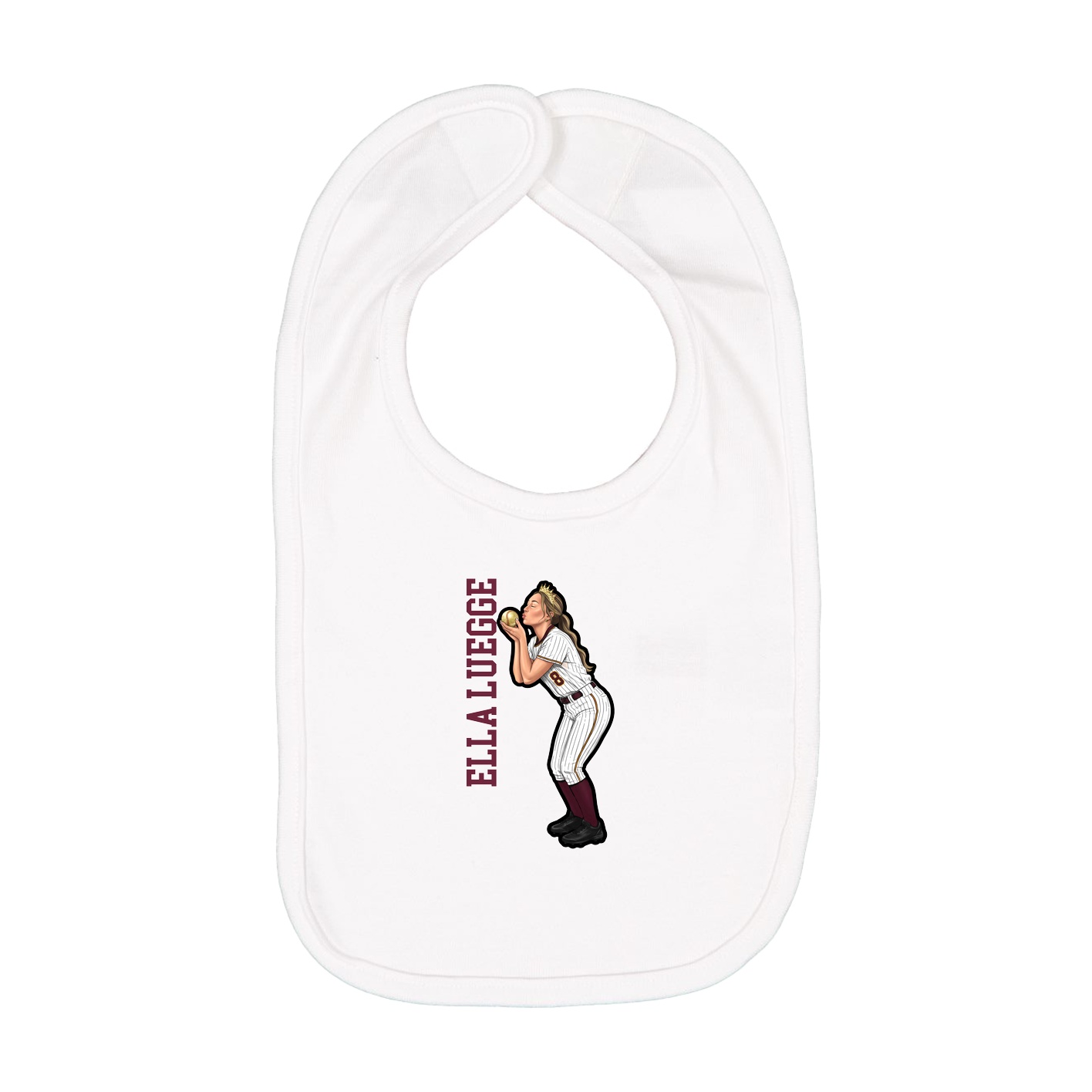 Infant Bib — Name Vertical in White