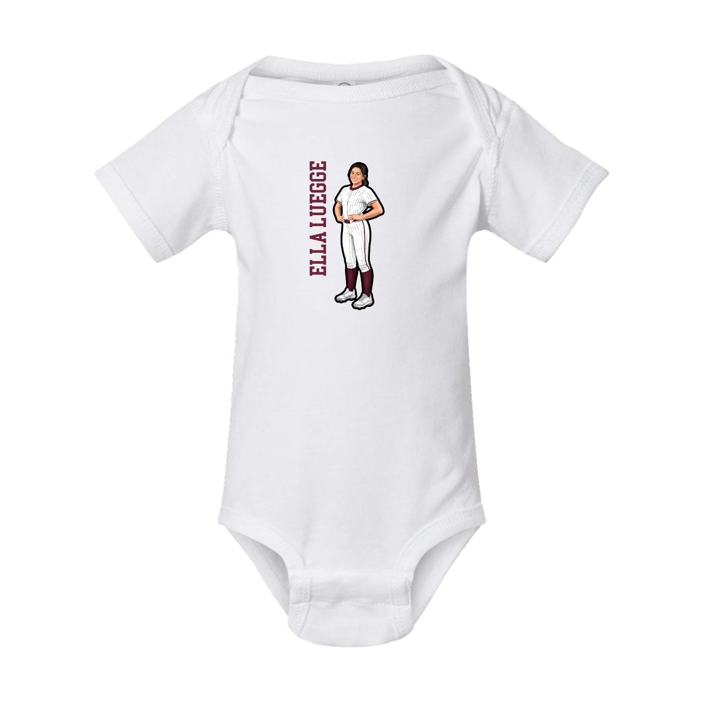 Baby Onesie — Name Vertical in White
