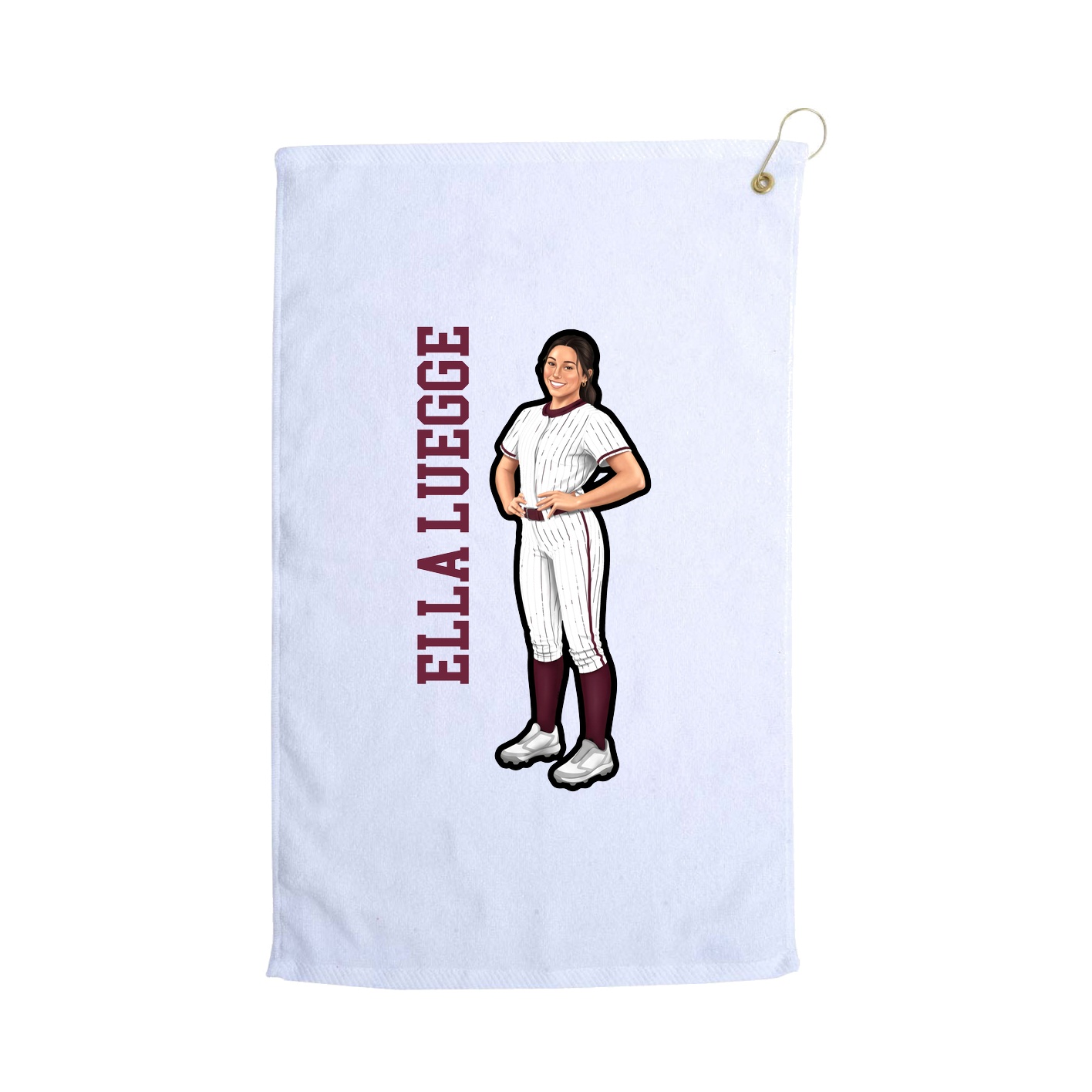 Golf Towel — Name Vertical in White