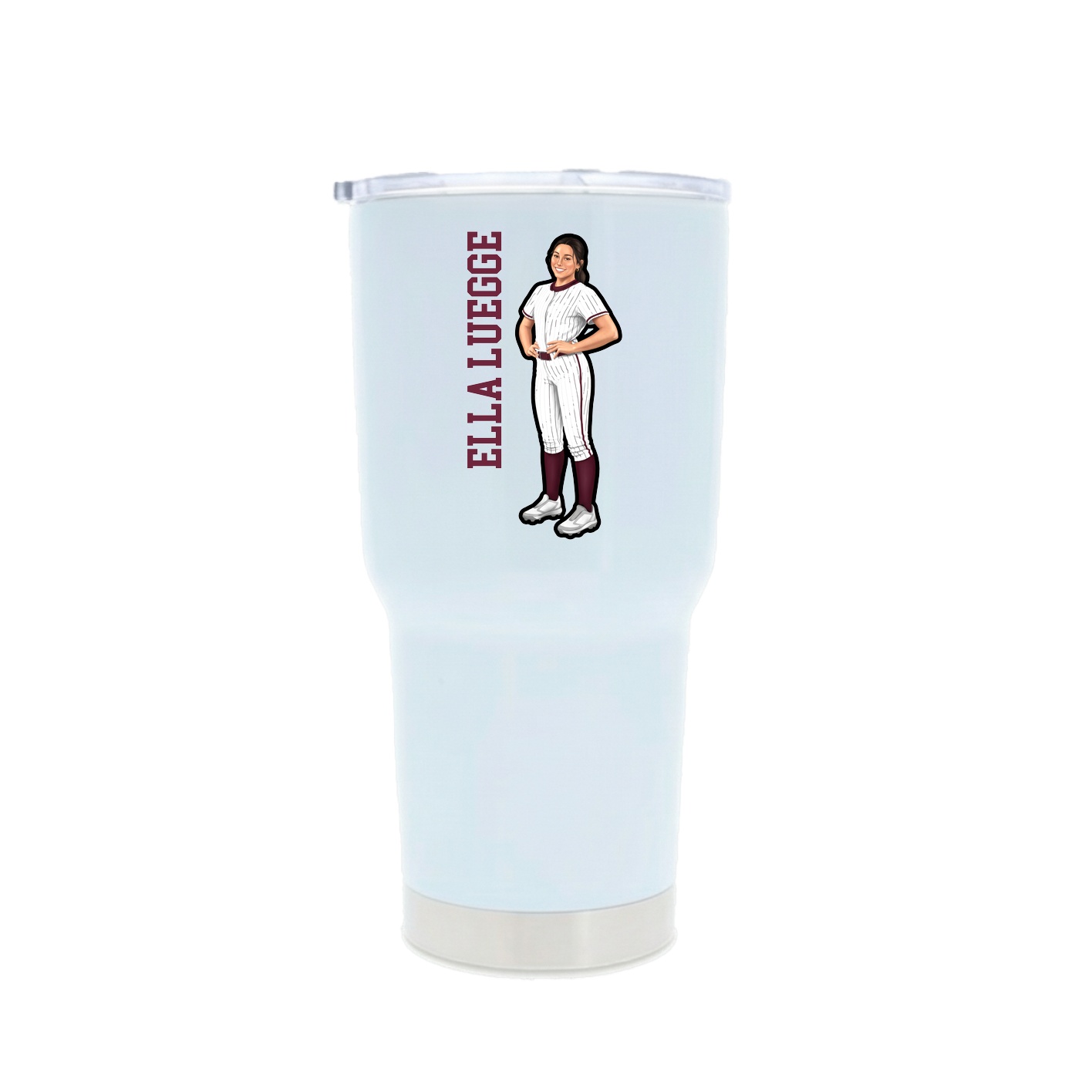 30oz Stainless Steel Tumbler — Name Vertical in White