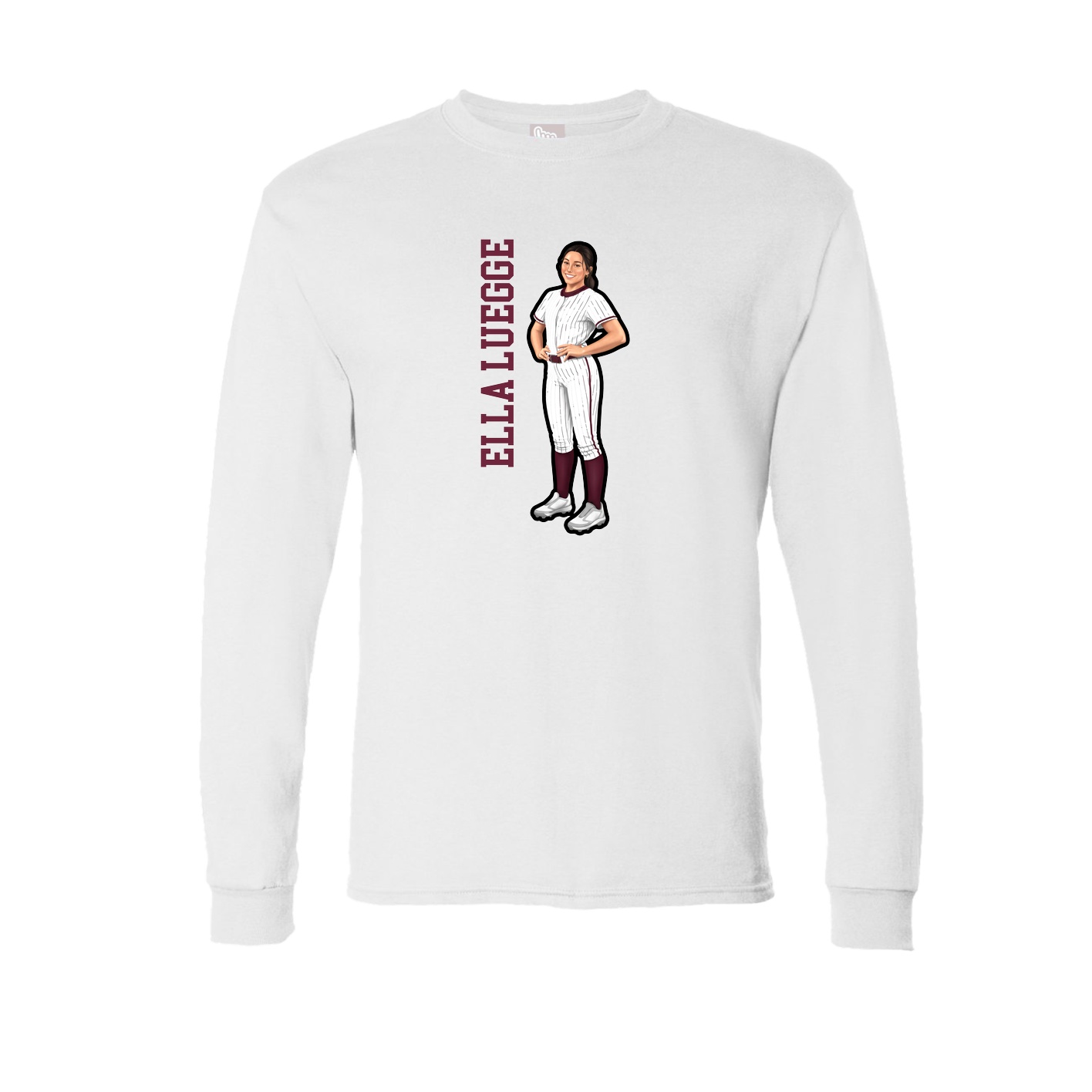 Long Sleeve Tee — Name Vertical in White