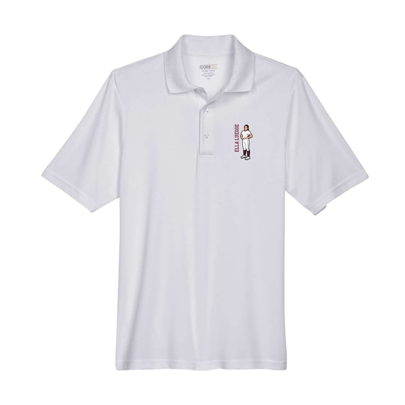 Performance Polo — Name Vertical in Grey
