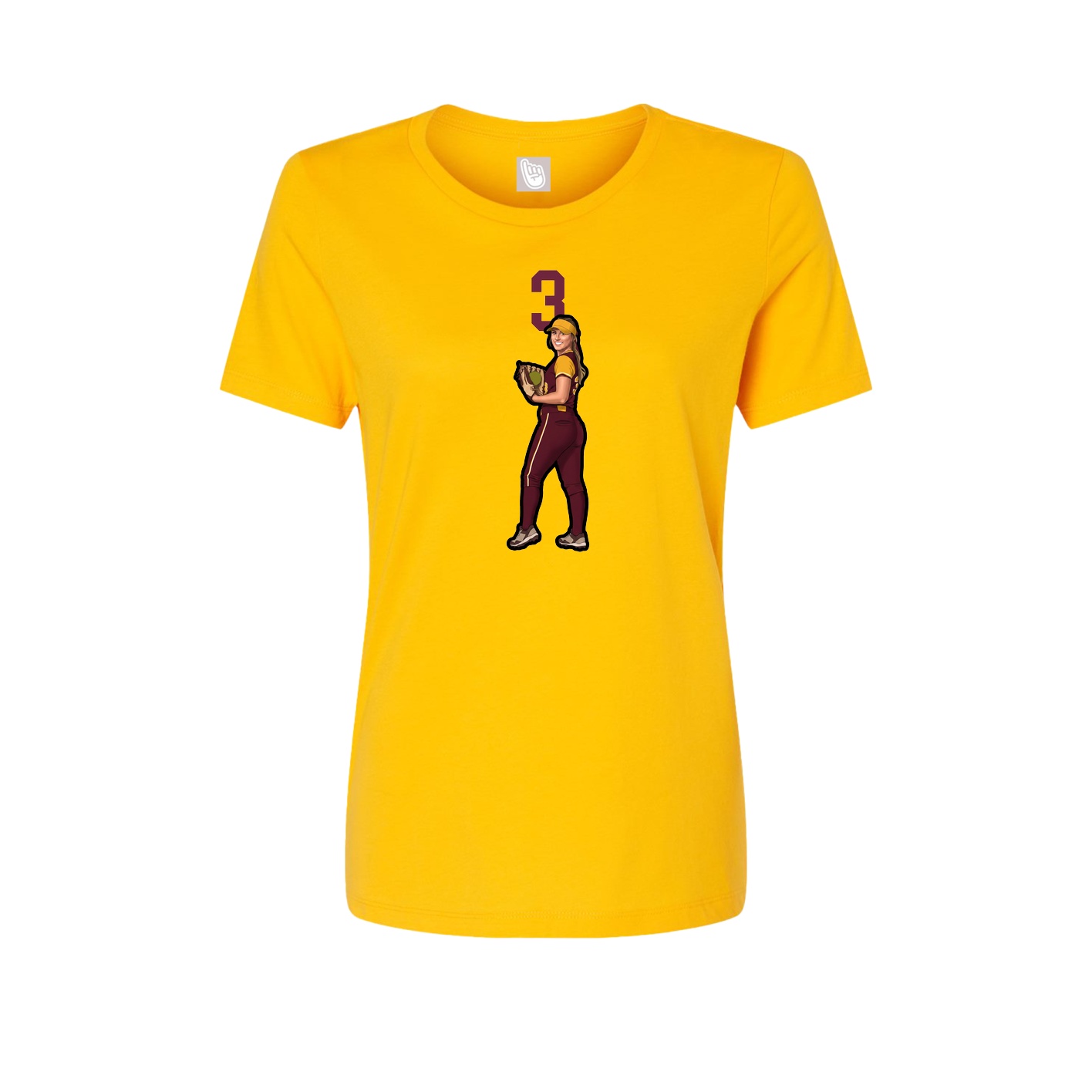 Fitted Women's Tee — Number Top in Gold