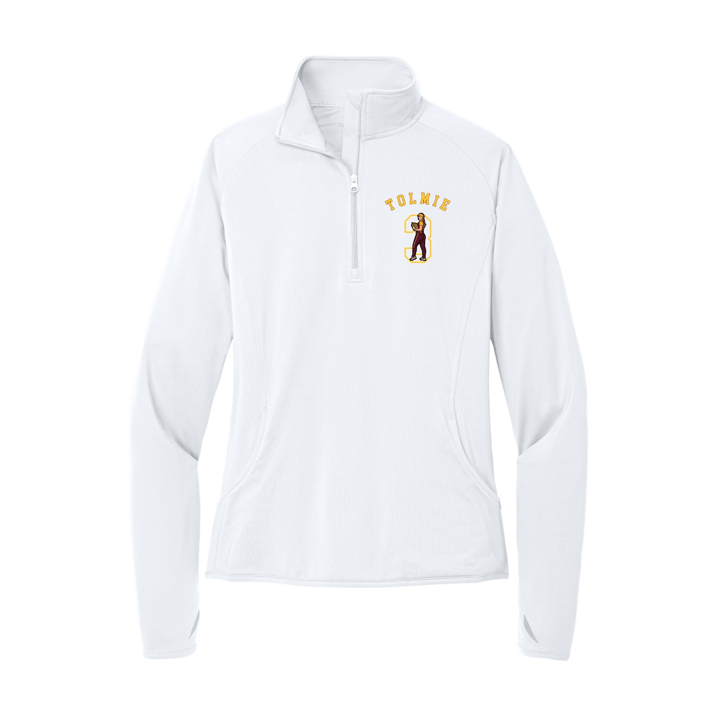Women's Q-Zip Pullover — Shirsey Arch in White