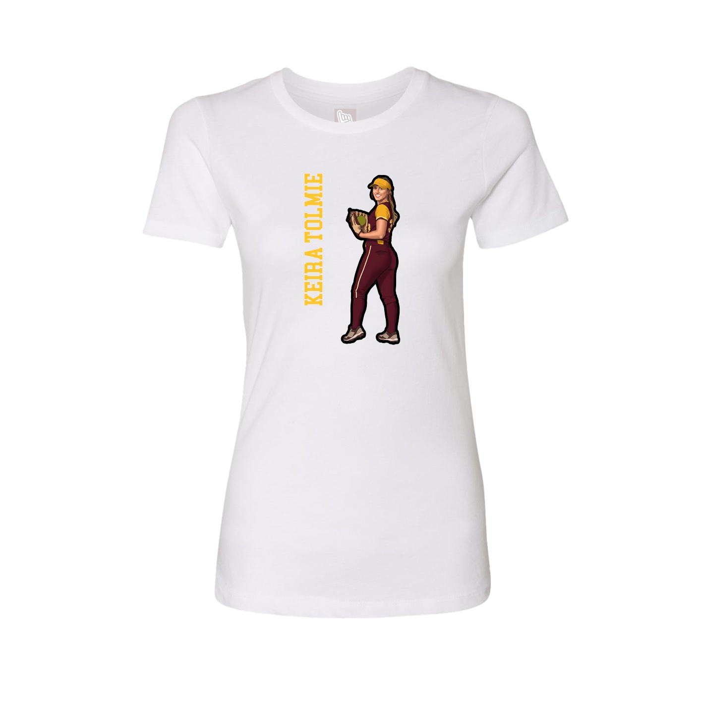 Womens Tee — Name Vertical in White