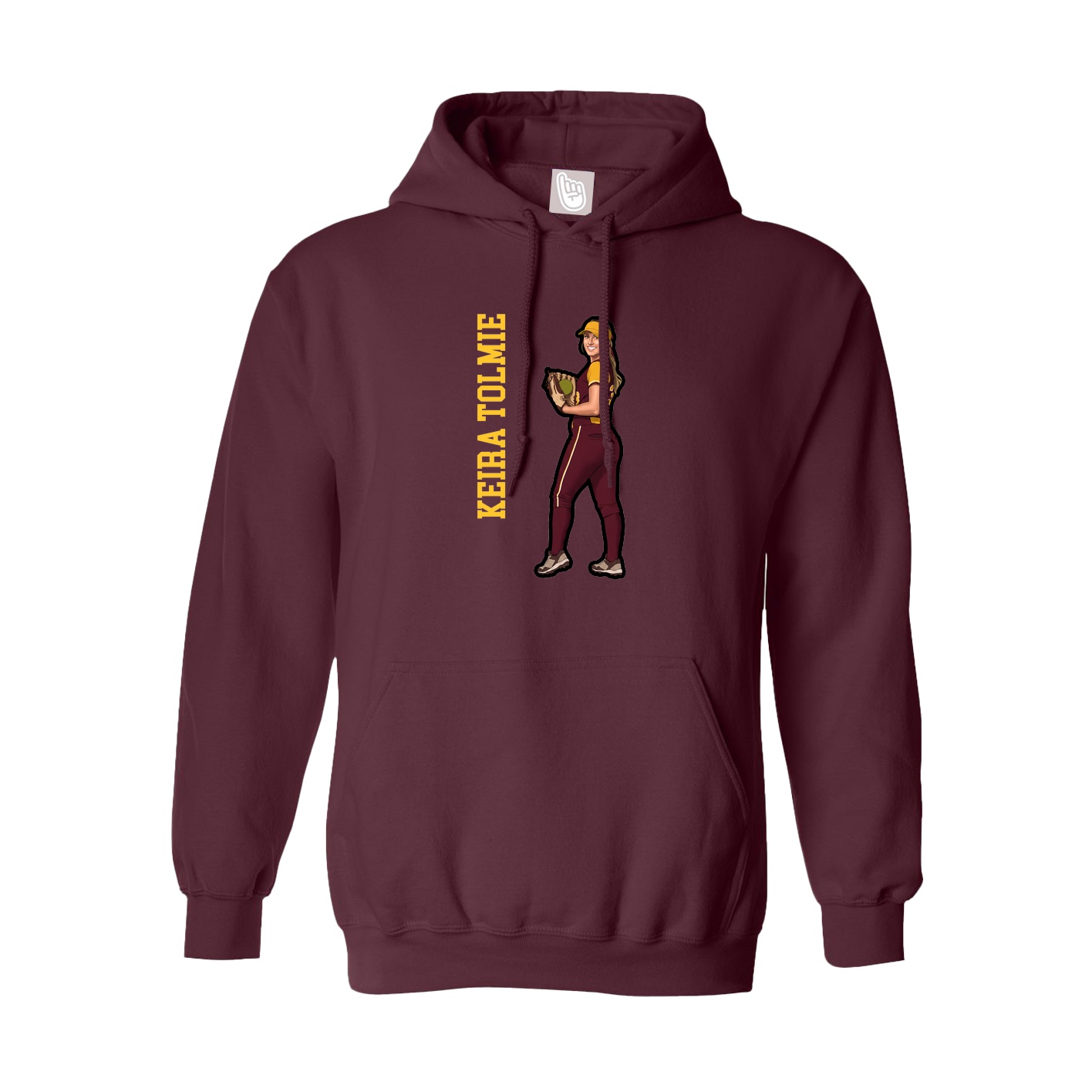 Youth Hoodie — Name Vertical in Maroon