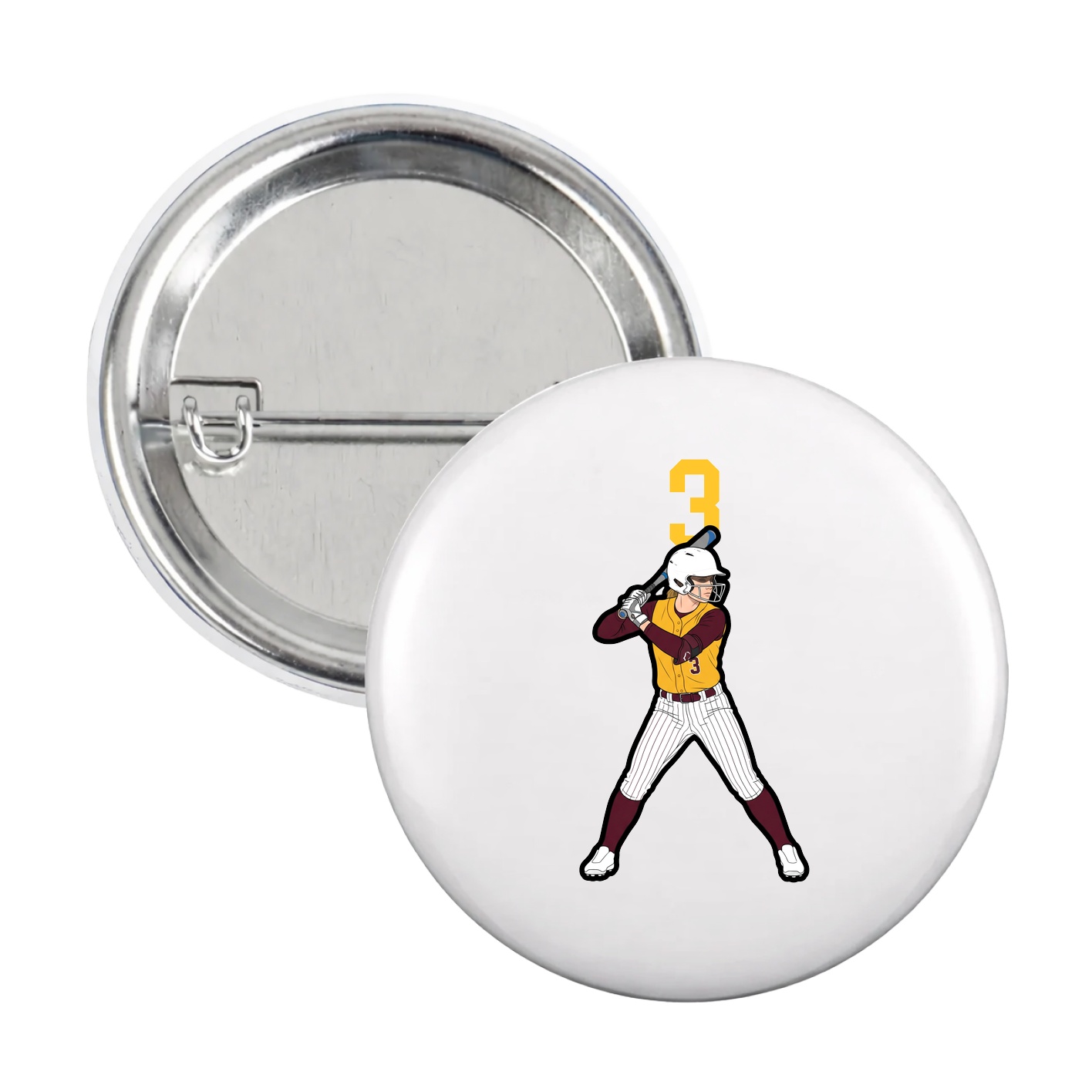 Game Day Button — Number Top in White