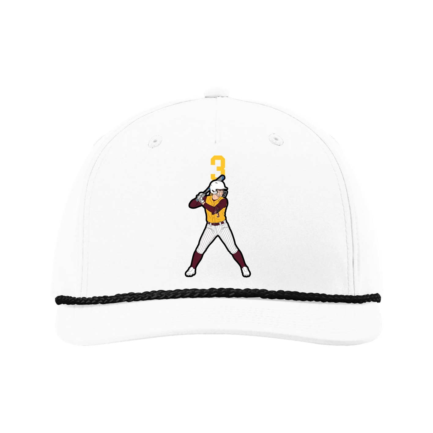 Five-Panel Classic Rope Cap — Number Top in White