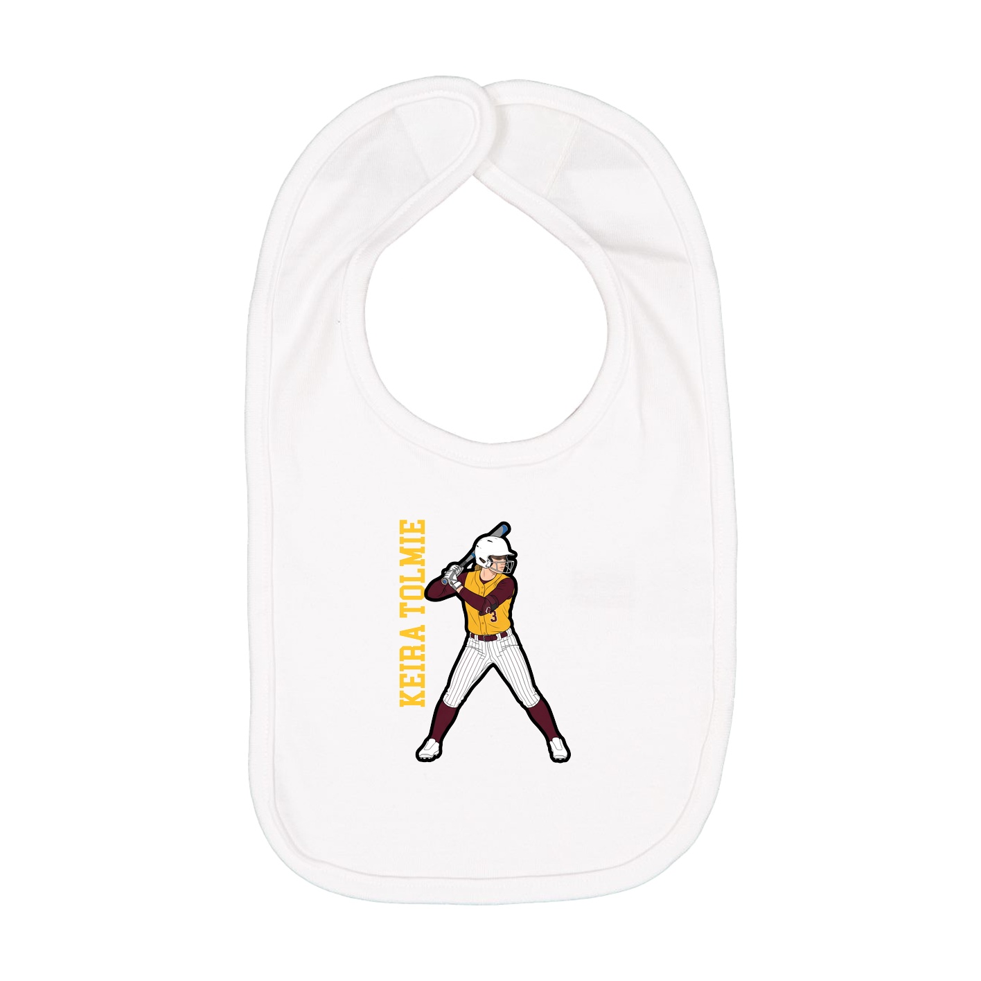 Infant Bib — Name Vertical in White
