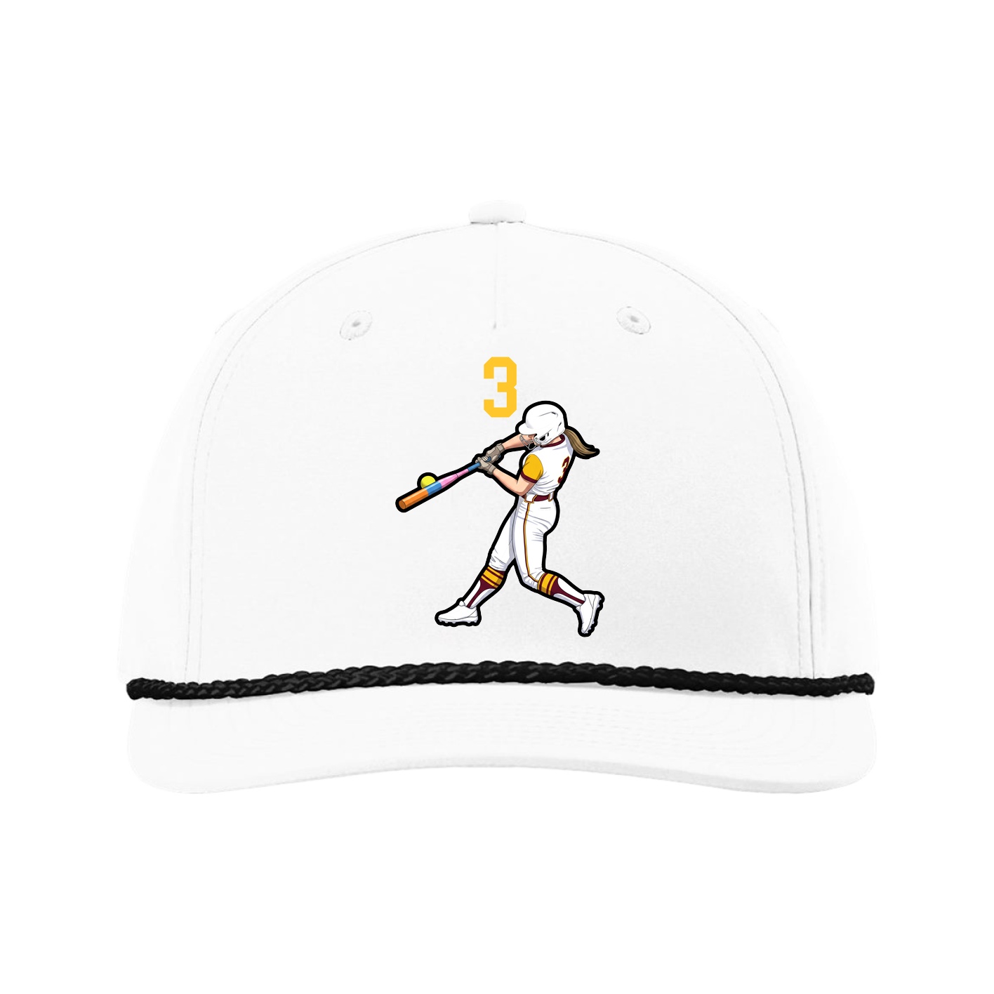 Five-Panel Classic Rope Cap — Number Top in White