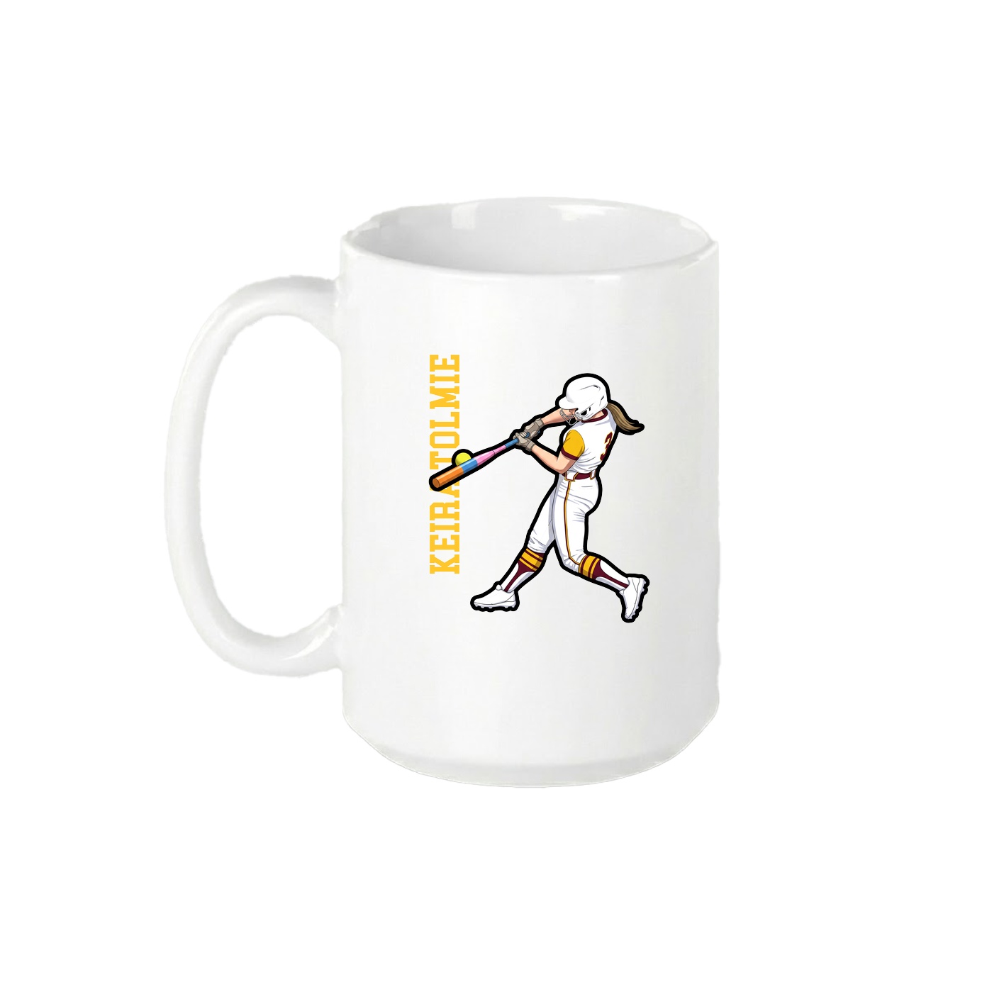 15oz Coffee Mug — Name Vertical in White