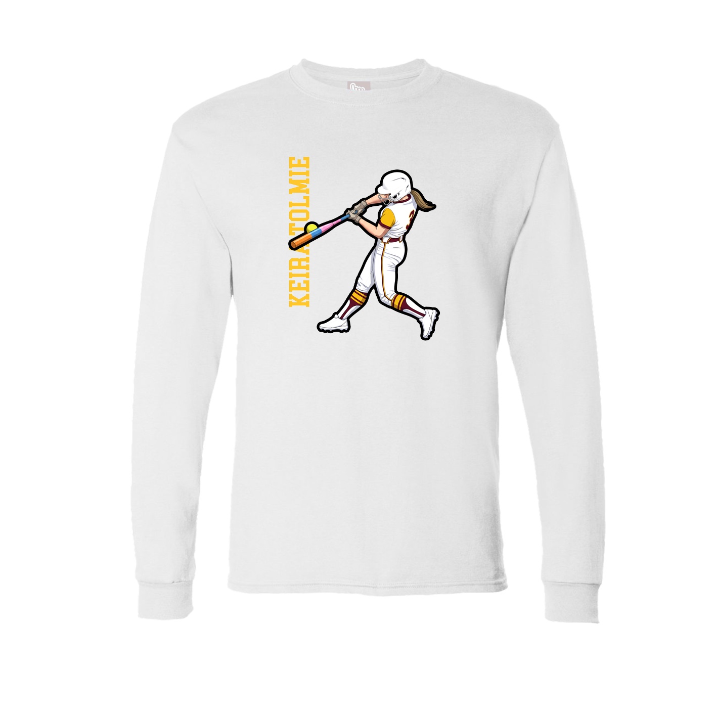 Long Sleeve Tee — Name Vertical in White