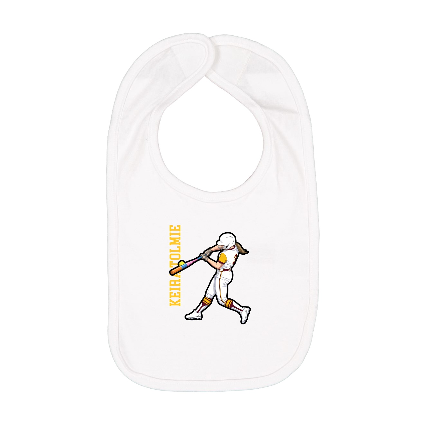 Infant Bib — Name Vertical in White
