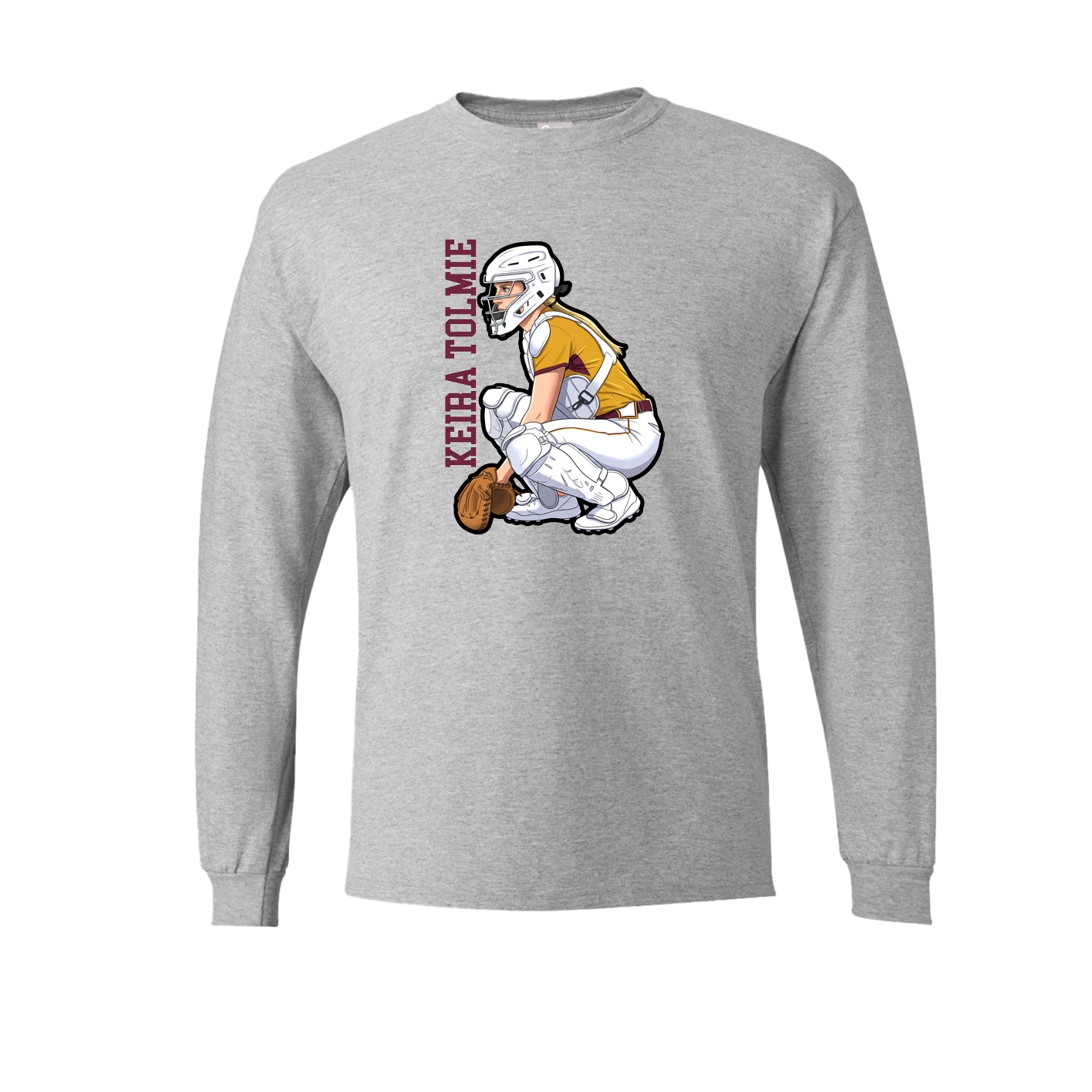 Long Sleeve Tee — Name Vertical in Grey