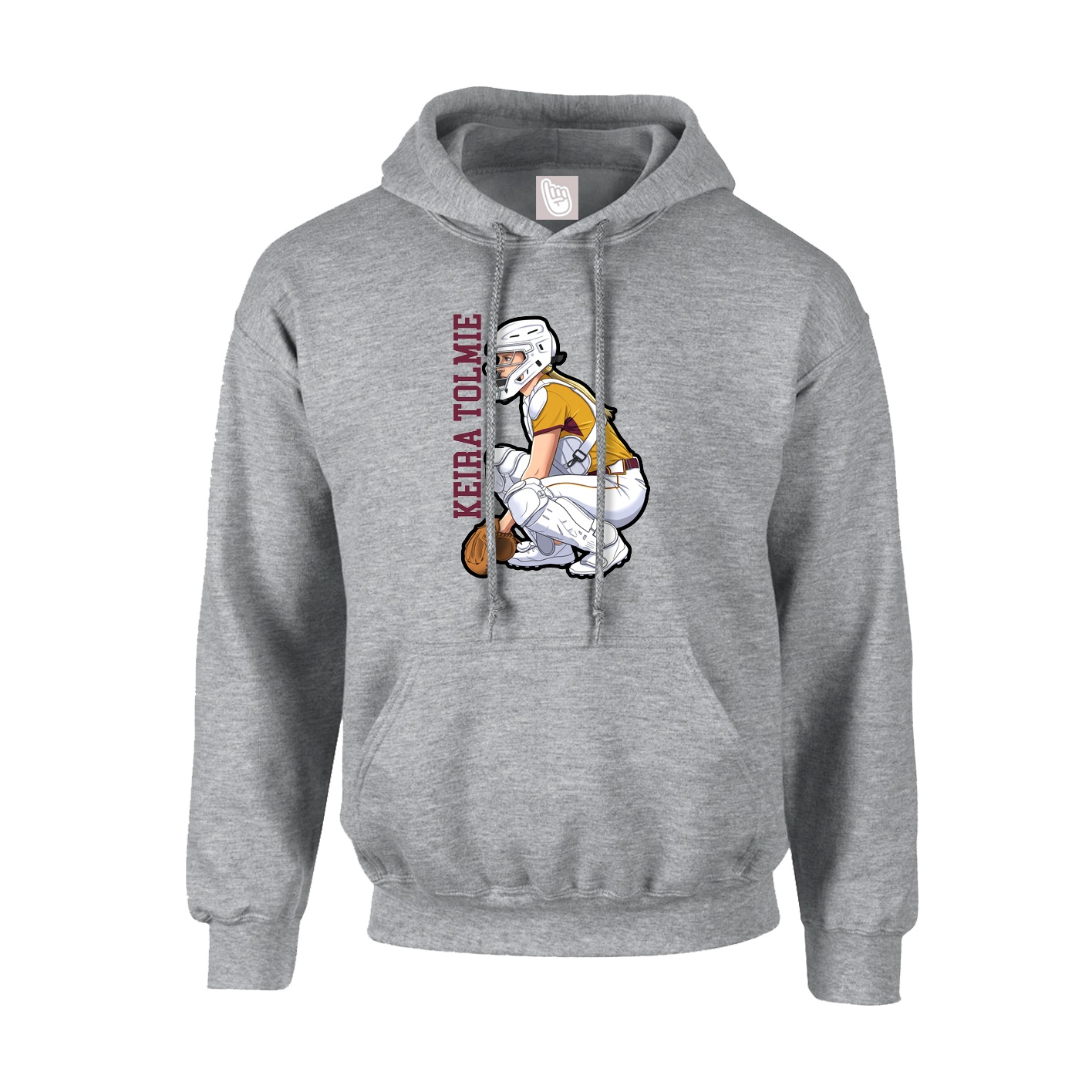 Hoodie — Name Vertical in Grey