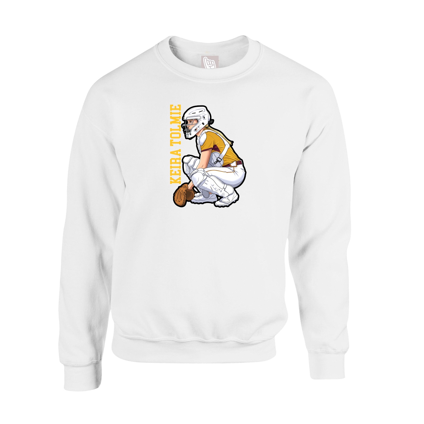 Fleece Crew — Name Vertical in White